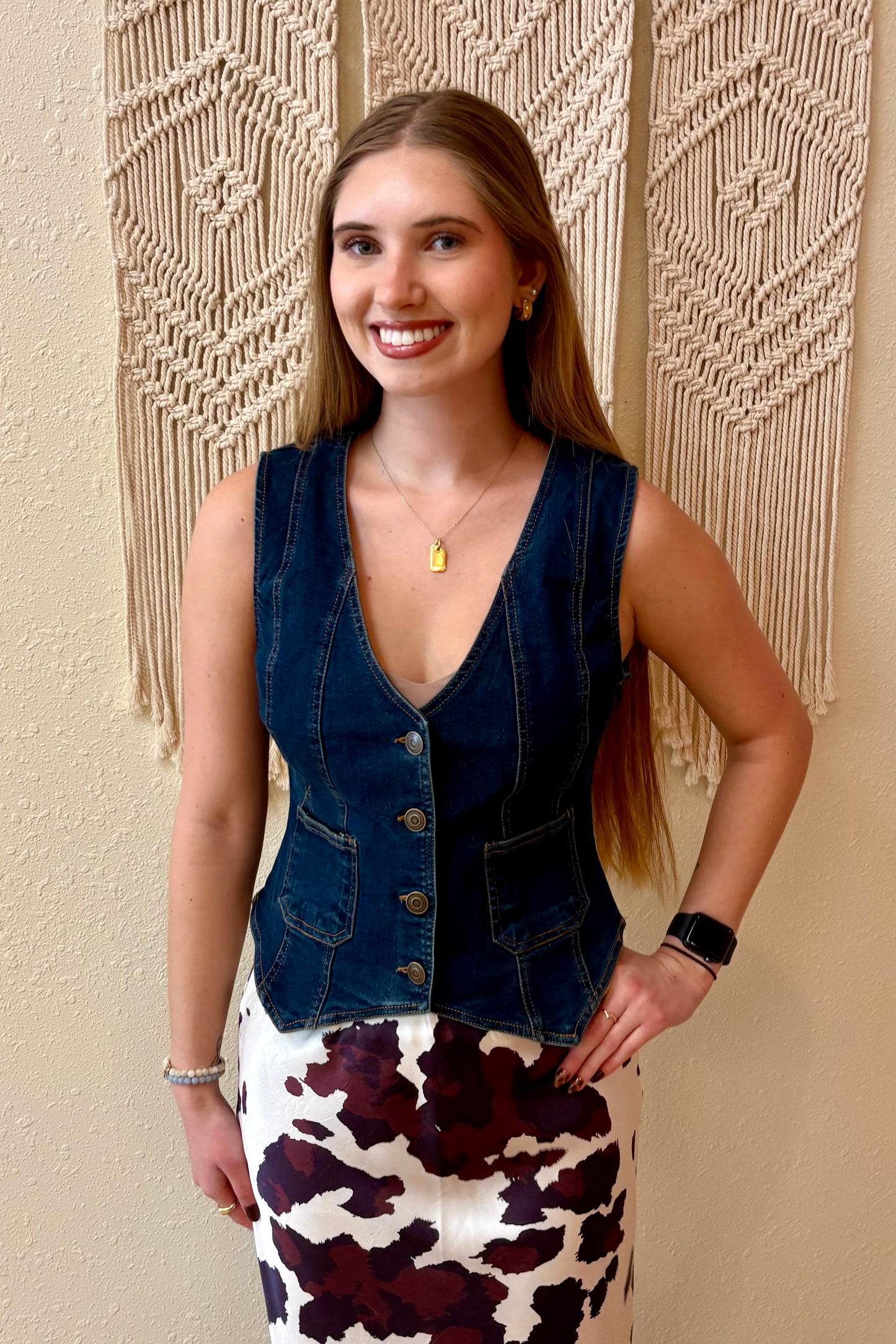 Louise Button Front Denim Vest