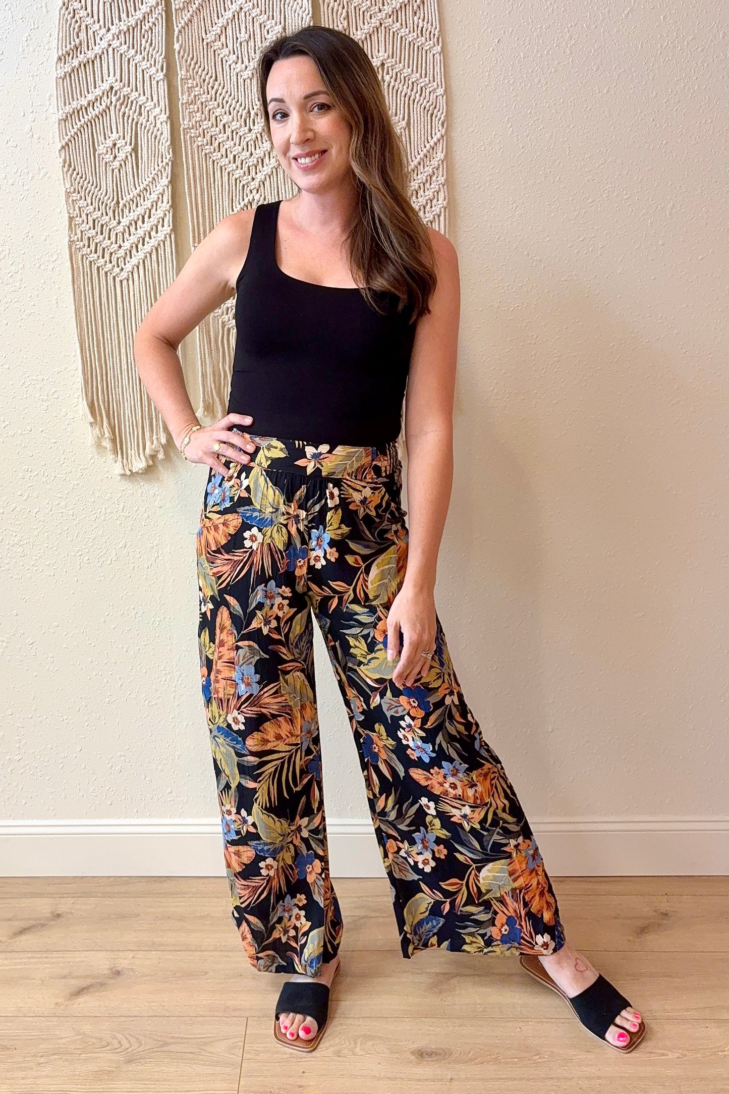 Savannah Tropical Floral Wide Leg Pants