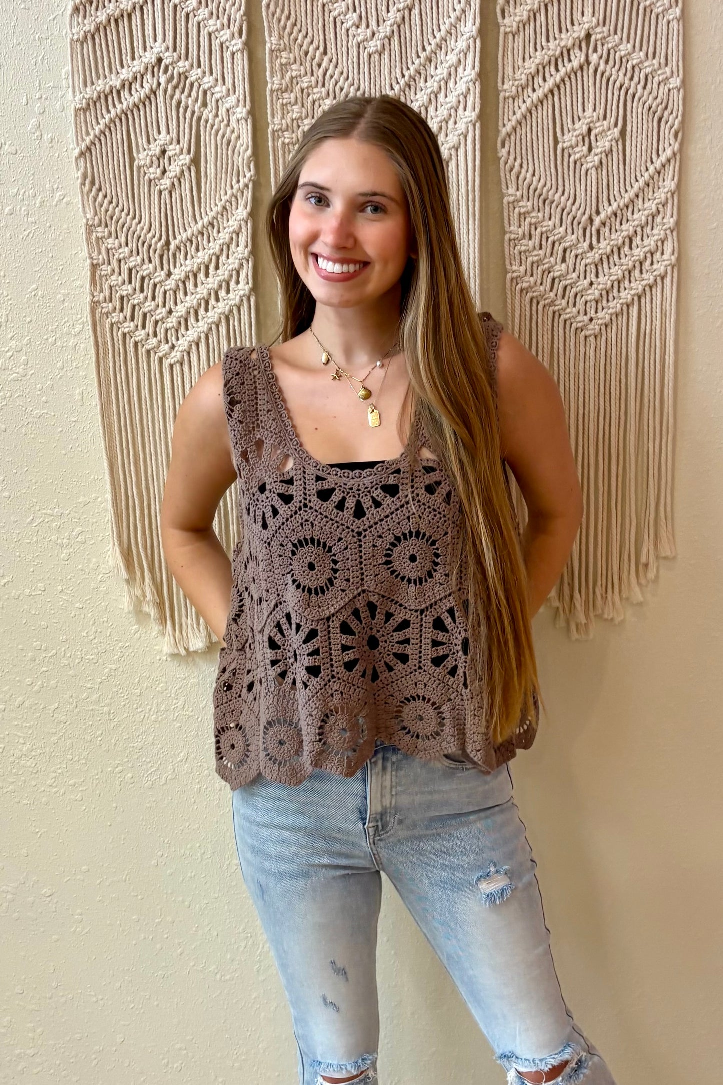 Nora Crochet Sleeveless Top