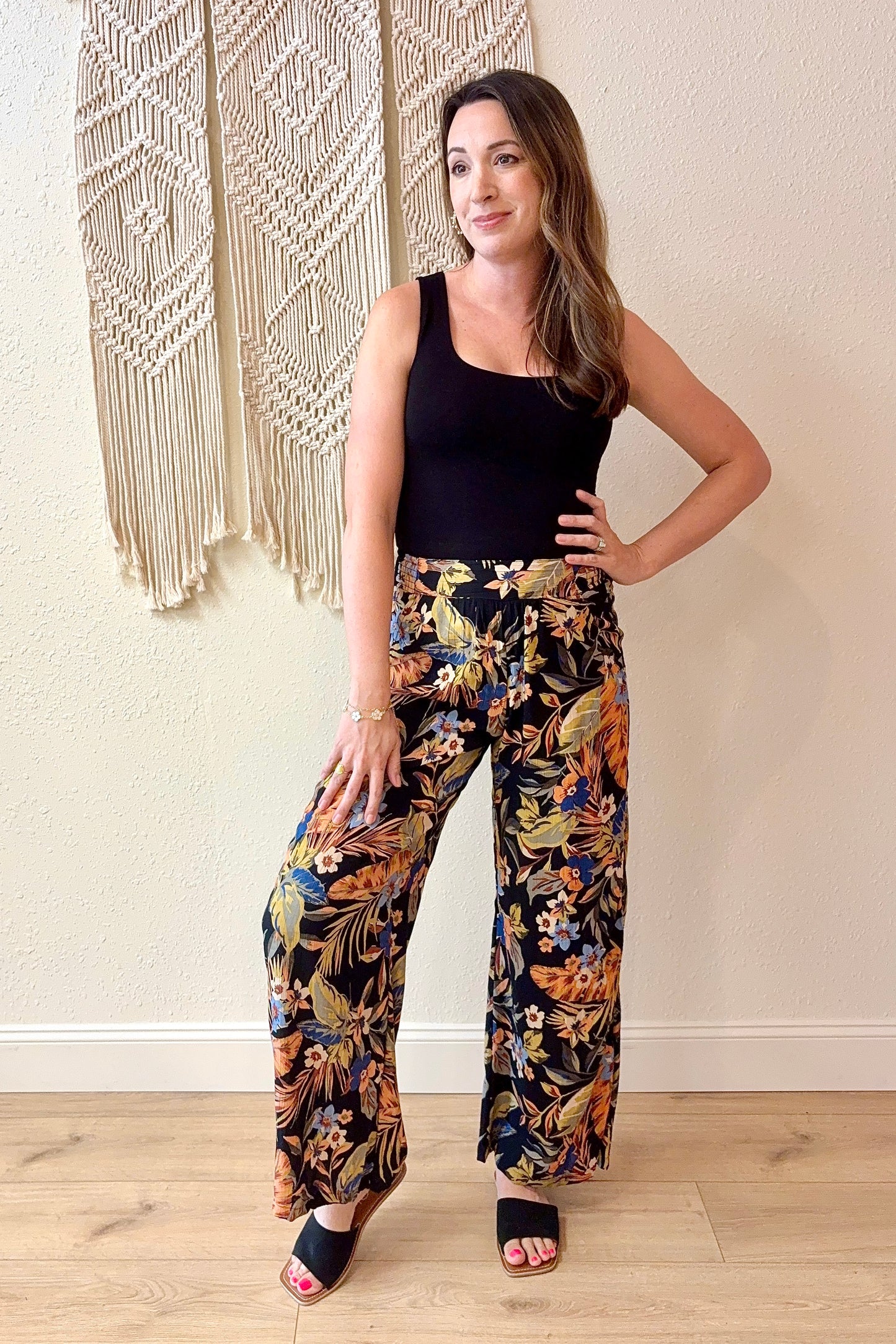 Savannah Tropical Floral Wide Leg Pants