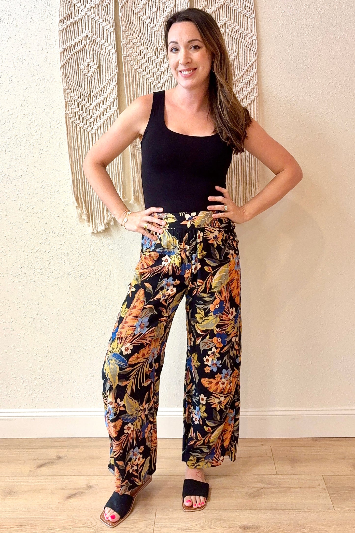 Savannah Tropical Floral Wide Leg Pants