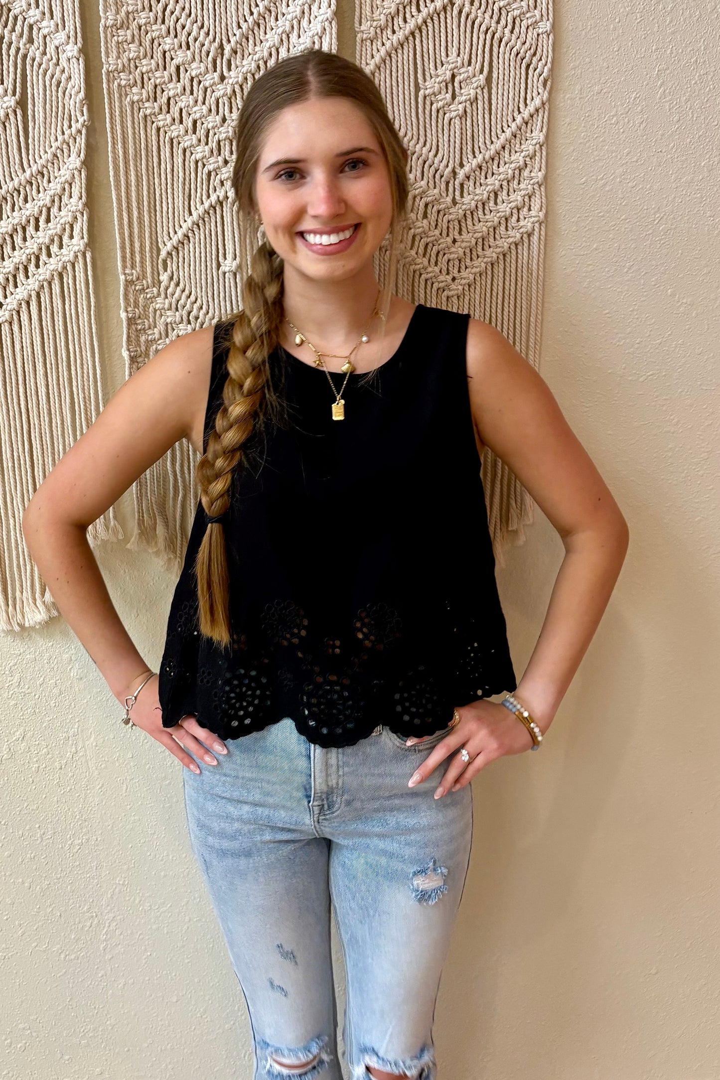 Siena Sleeveless Eyelet Top