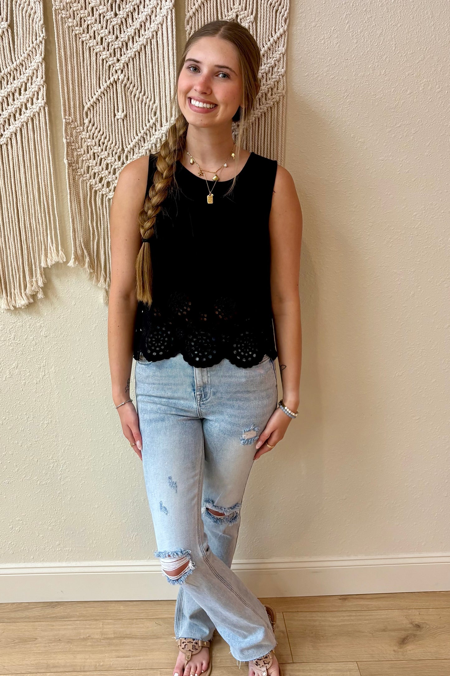 Siena Sleeveless Eyelet Top