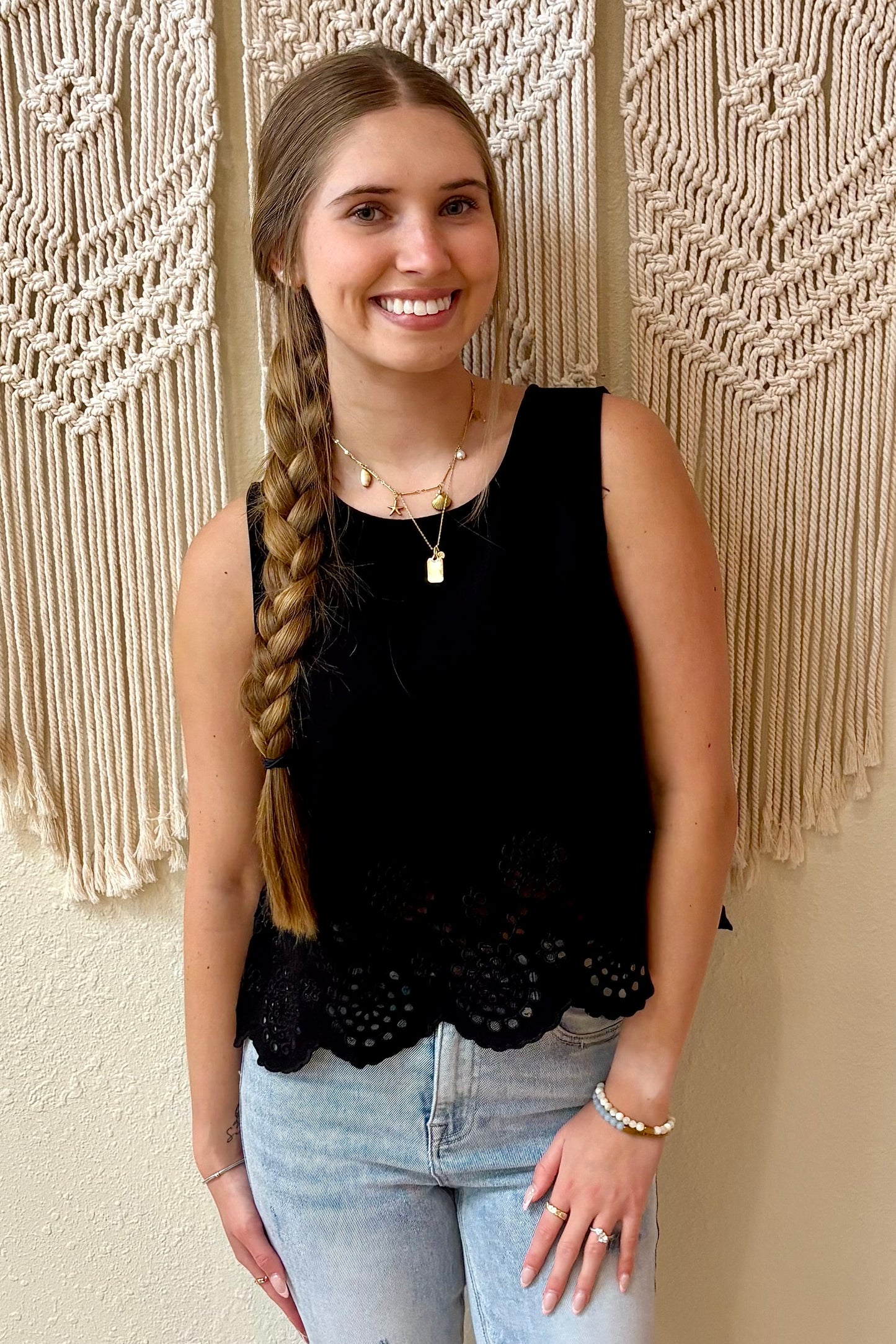 Siena Sleeveless Eyelet Top