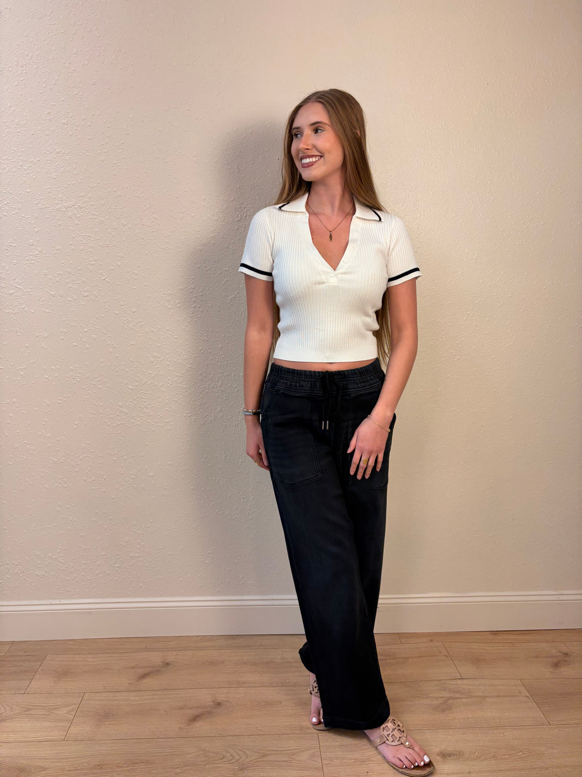 Abby Knit Collared Polo Top