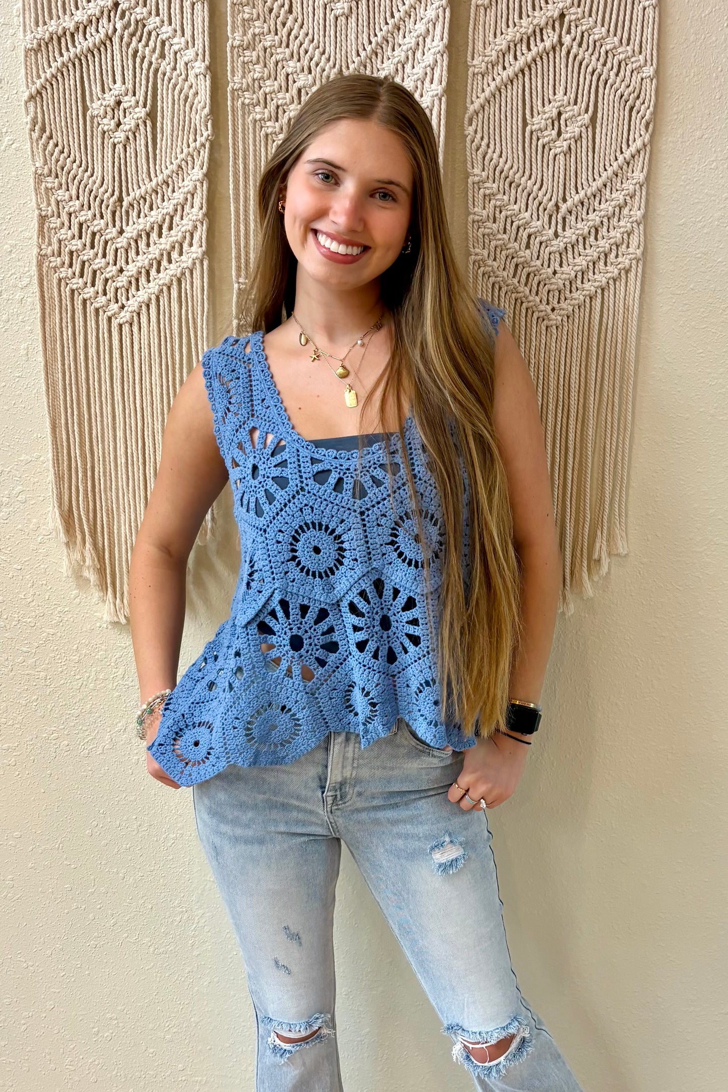 Nora Crochet Sleeveless Top