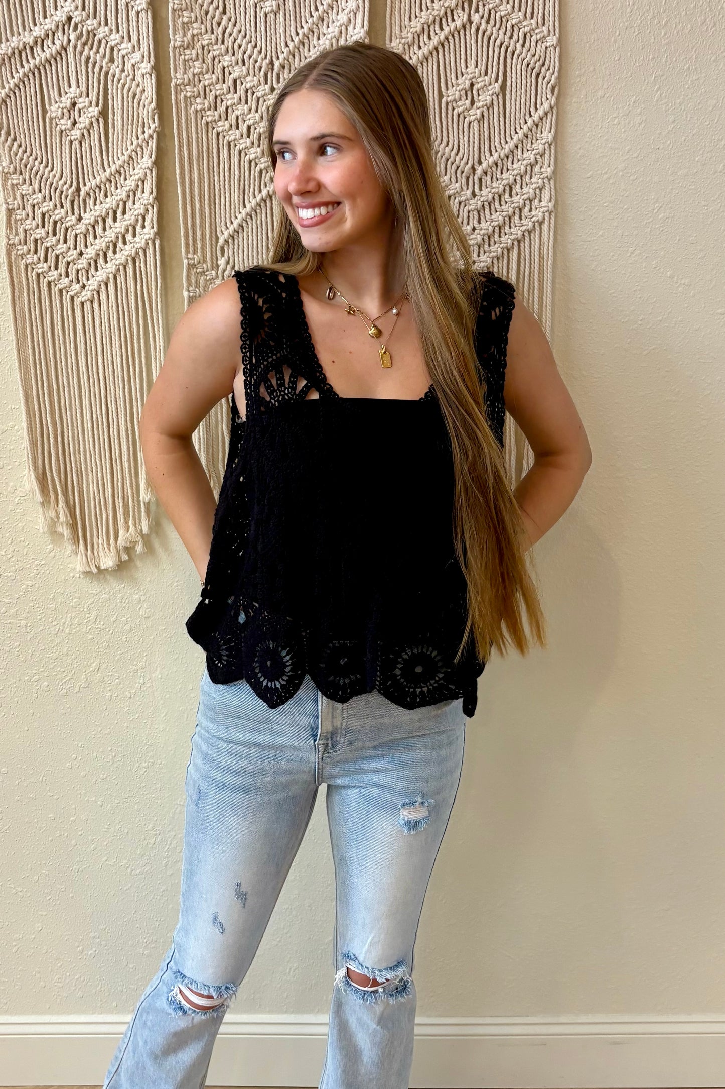 Nora Crochet Sleeveless Top