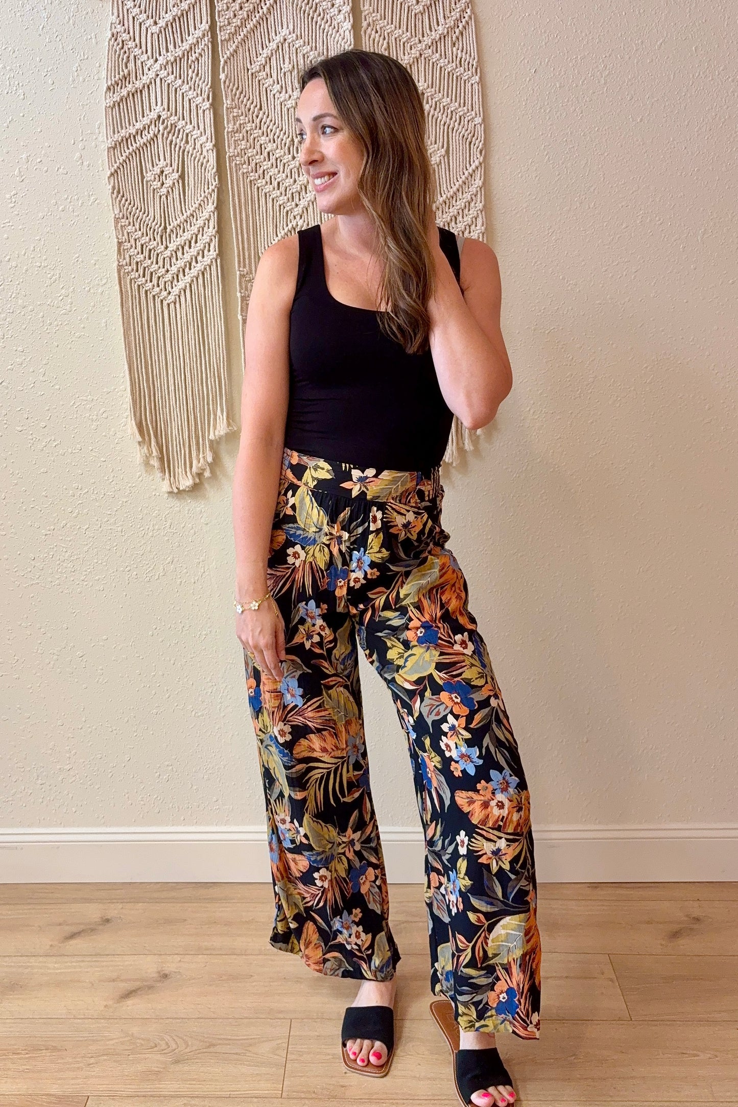 Savannah Tropical Floral Wide Leg Pants