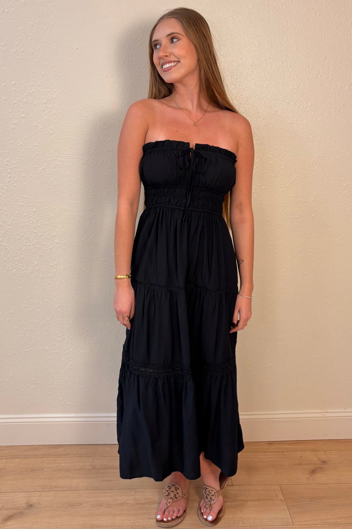 Carmen Black Strapless Maxi Dress