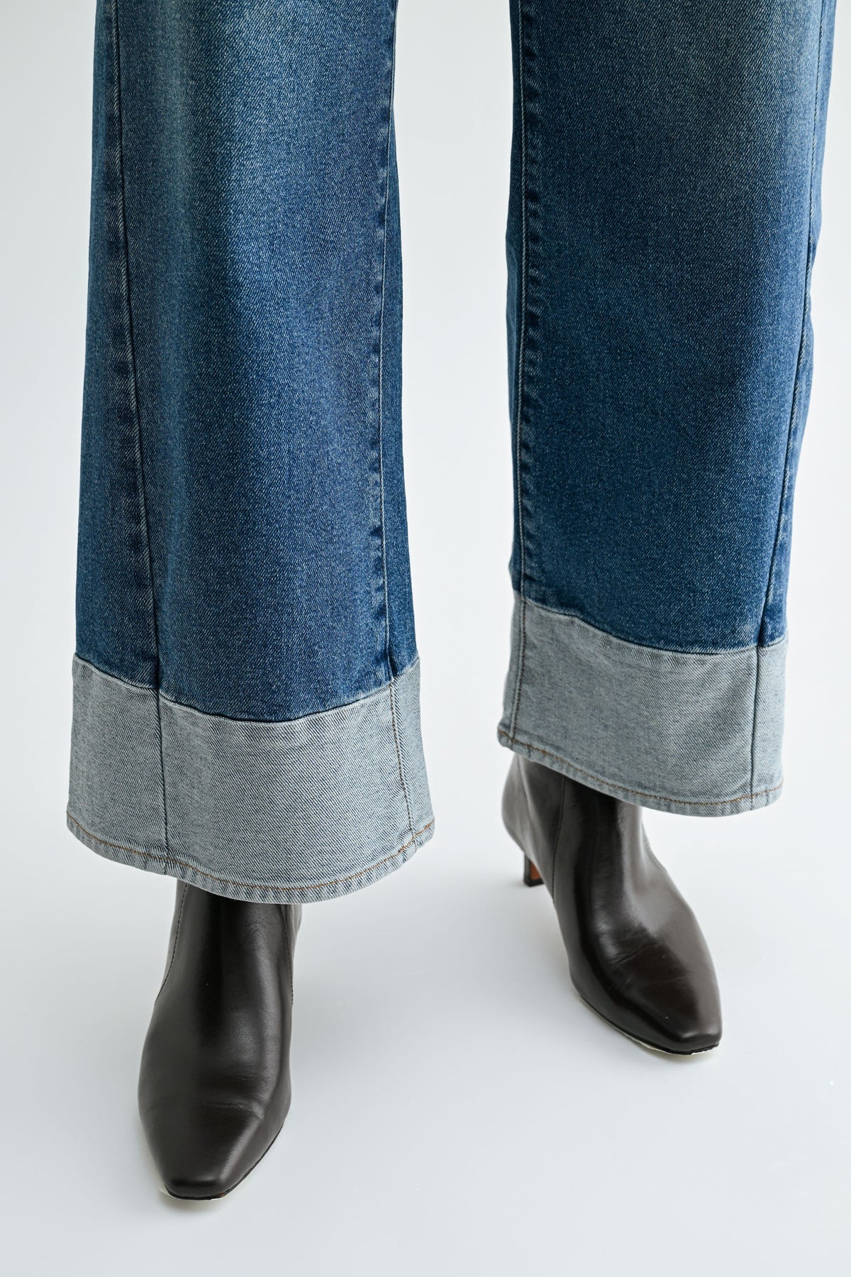 JBD Two Toned Hem Slim Wide Leg Jean