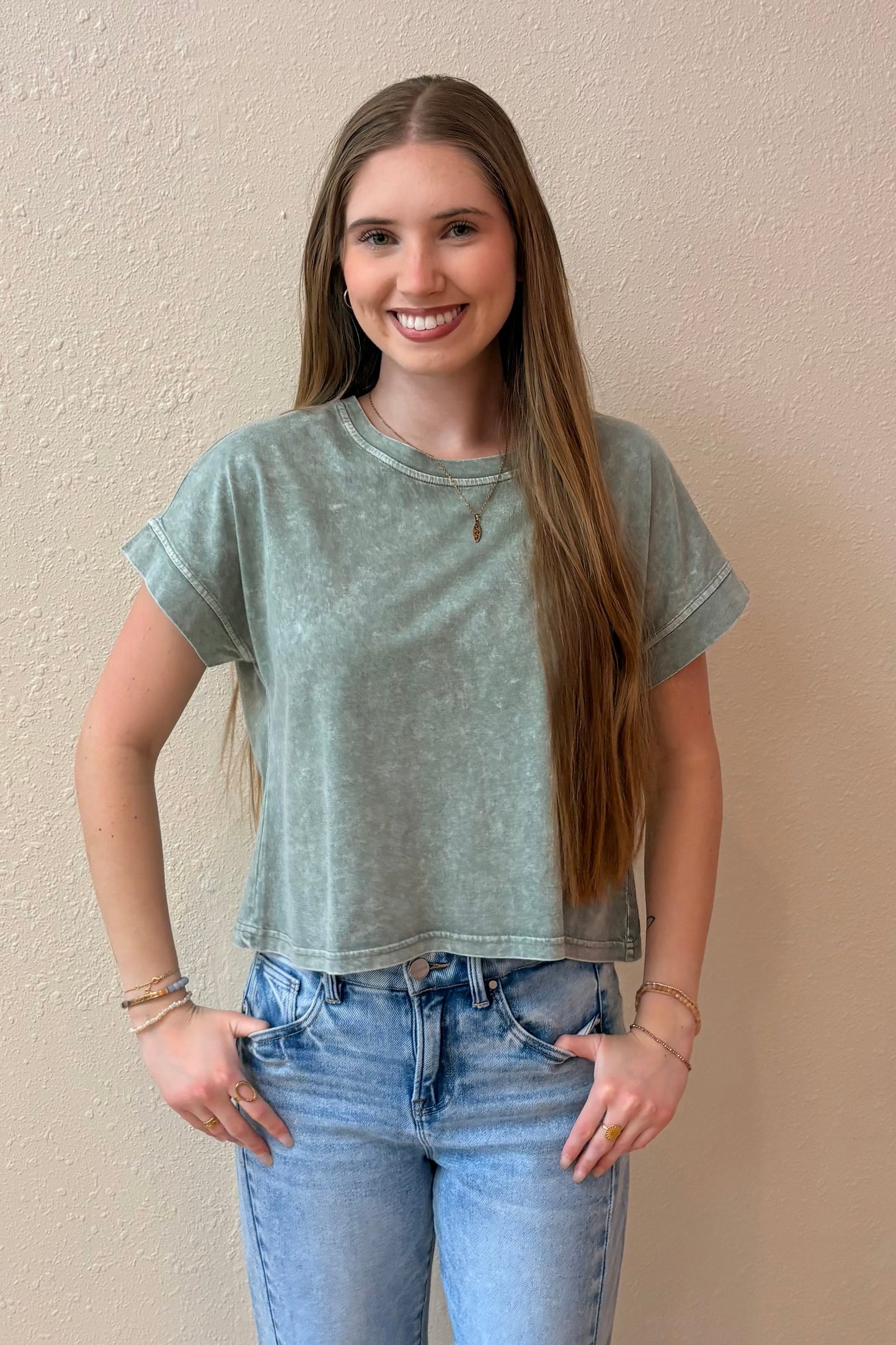 Gianna Green Short Sleeve Tee Shirt