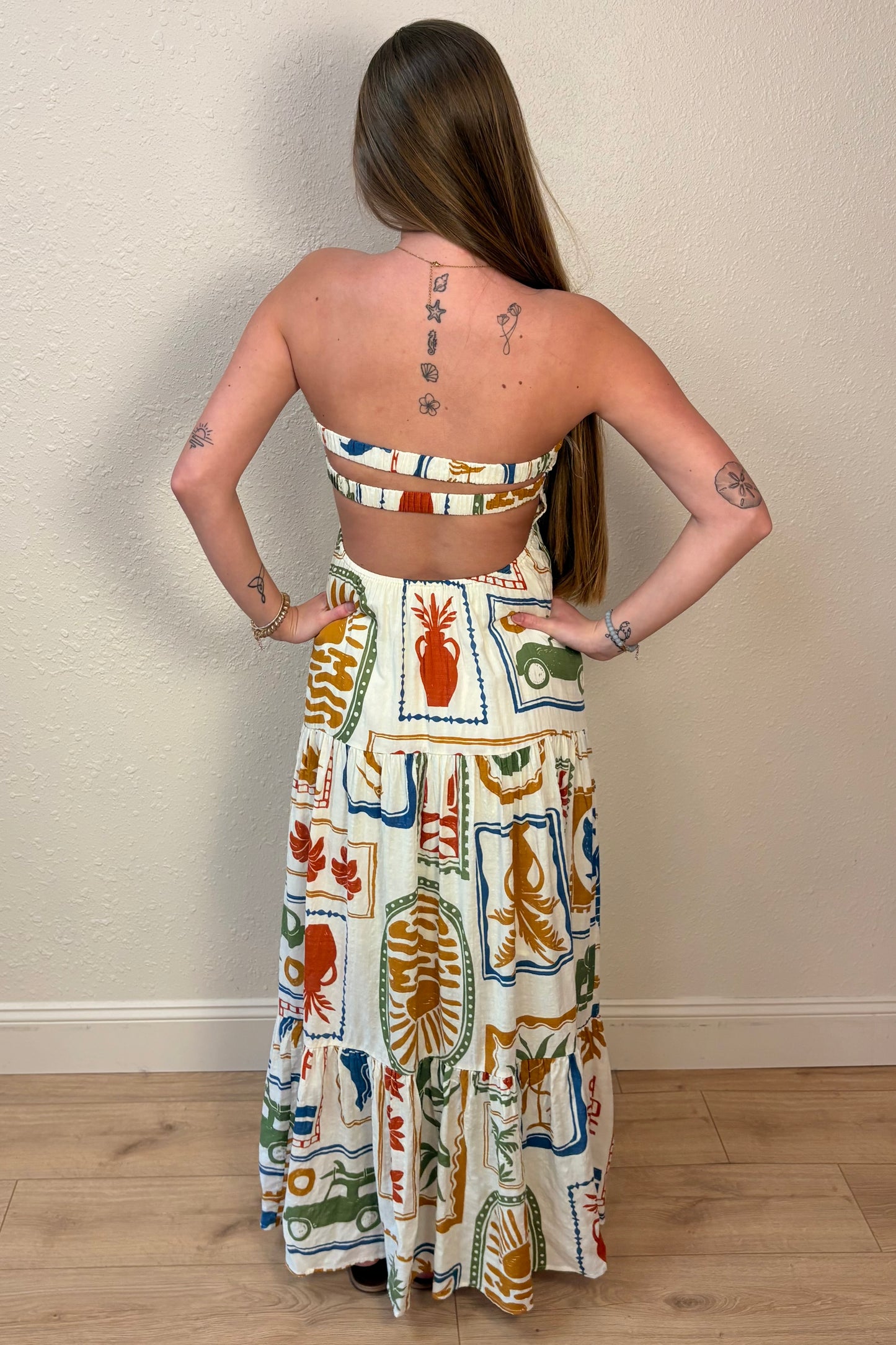 Blakely Summer Print Strapless Maxi Dress