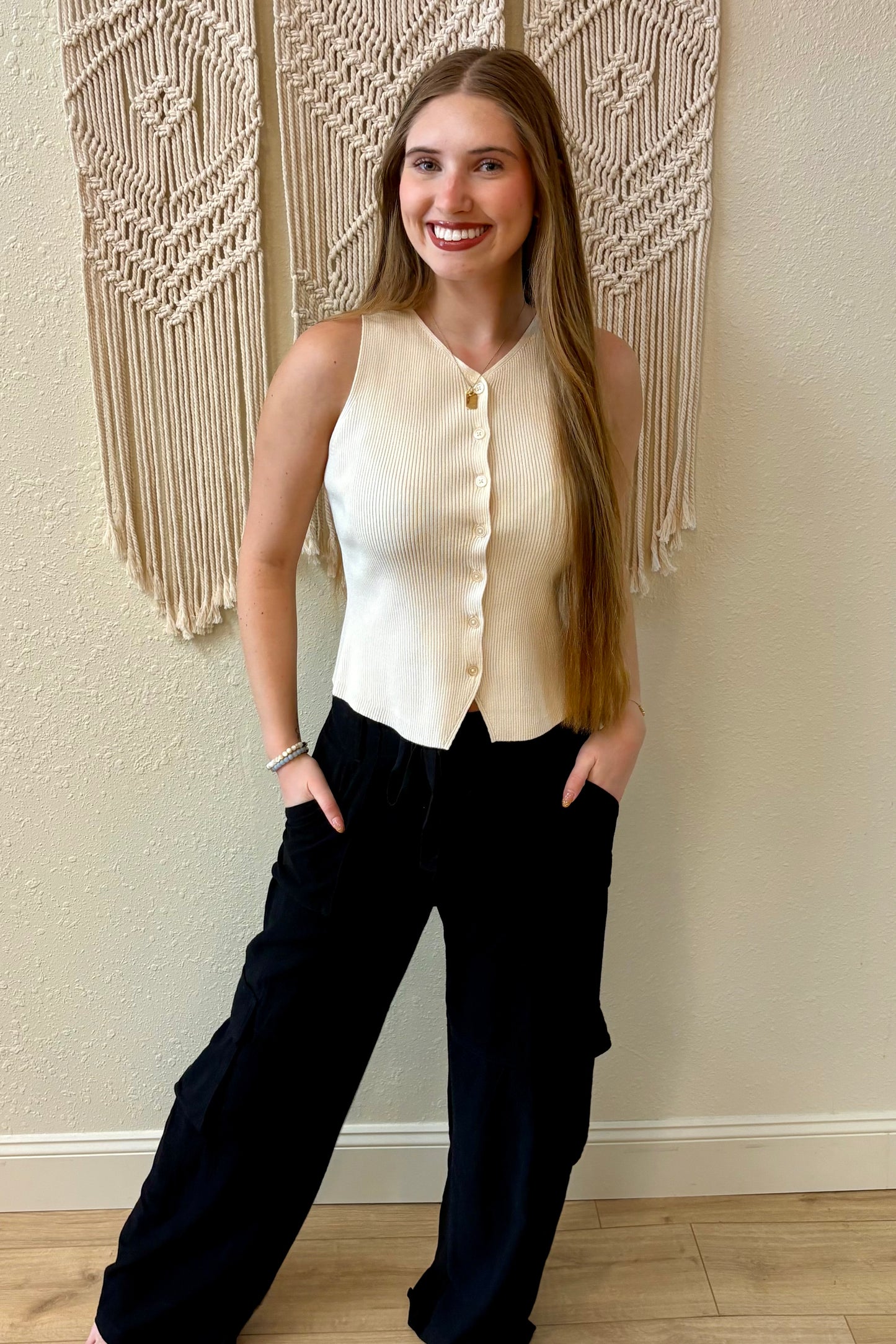 Josie Button Front Knit Sweater Vest