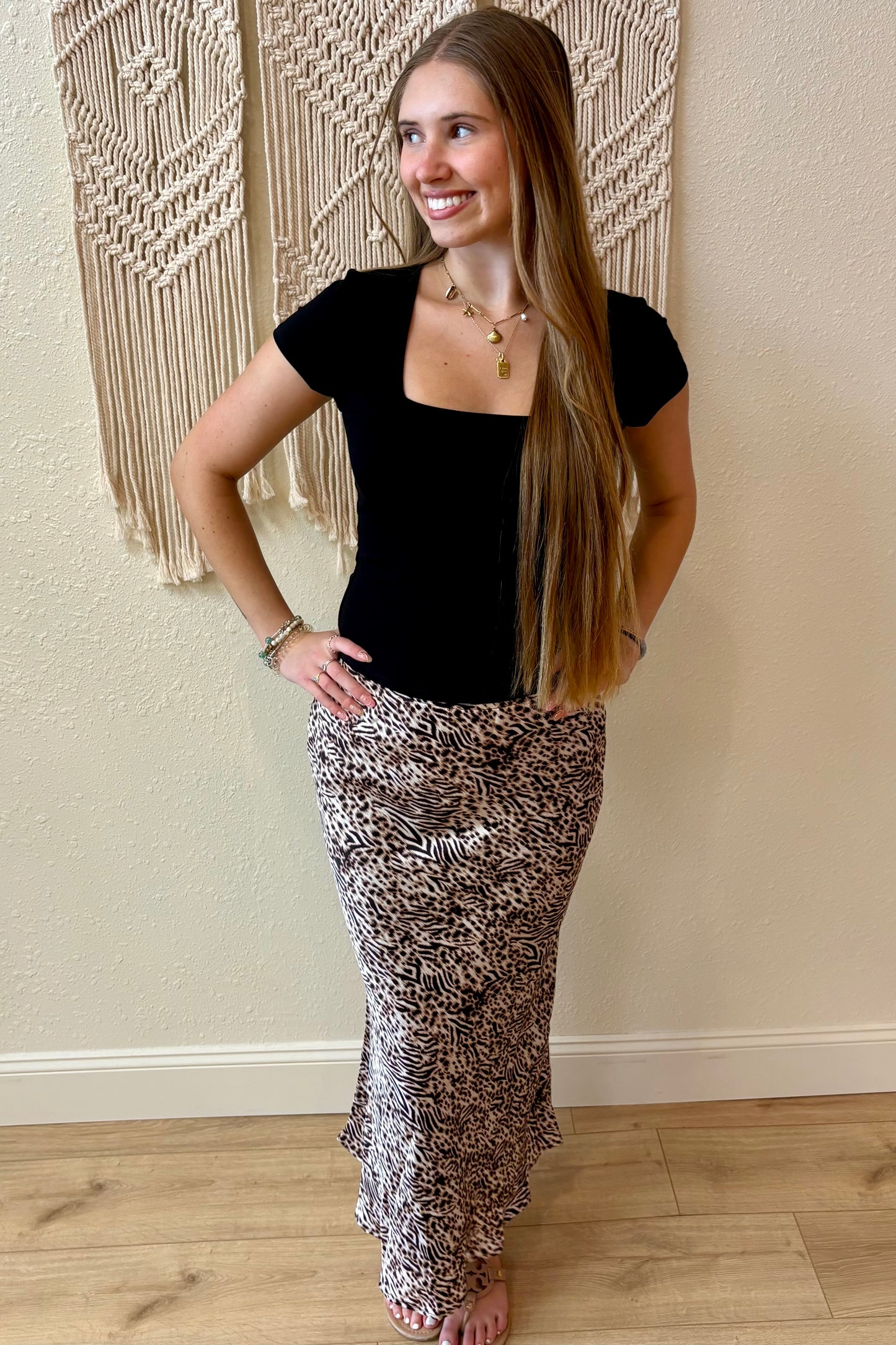 Emma Leopard Print Maxi Skirt