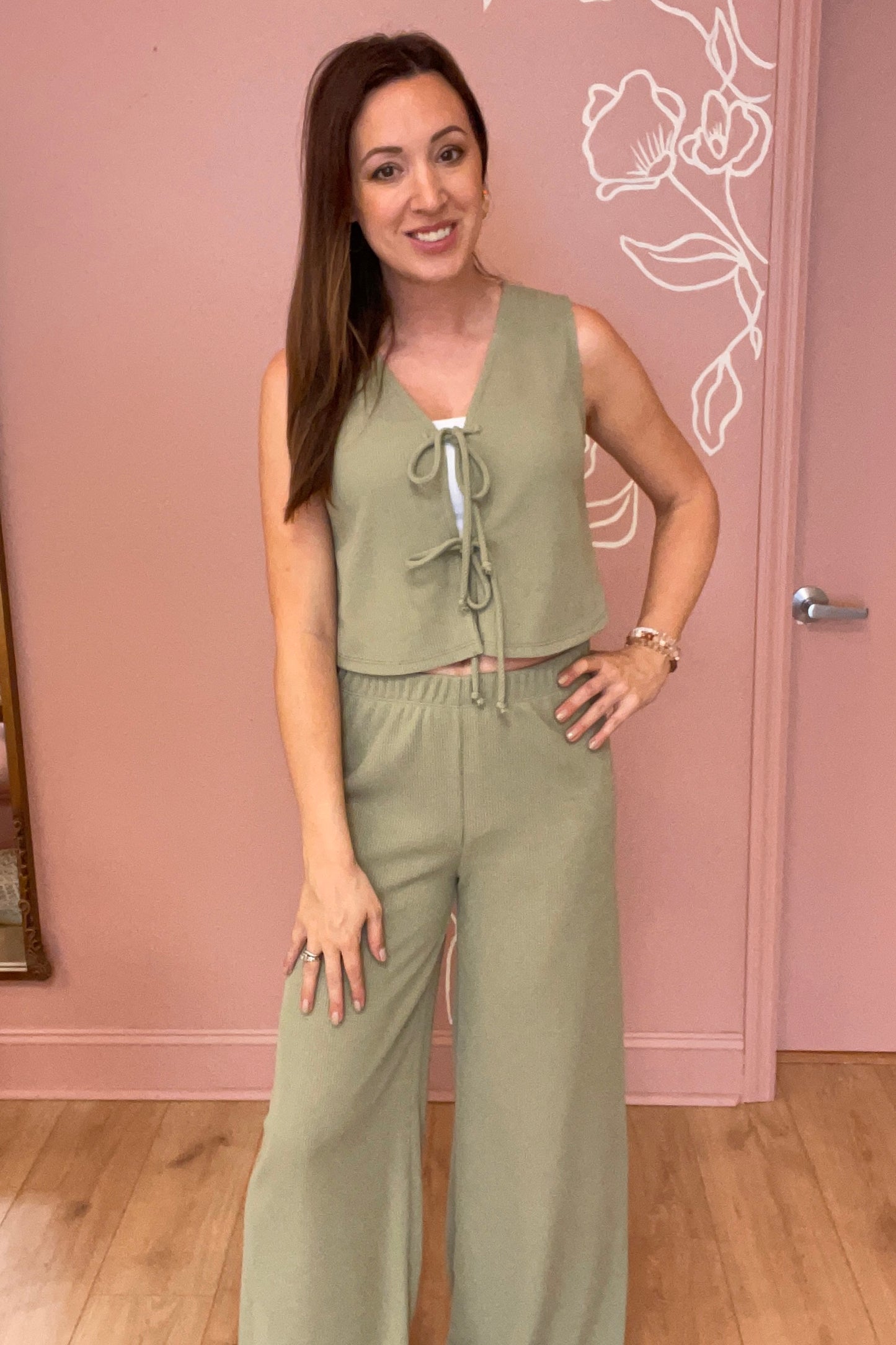 Charlize Knit Pants Sage Green