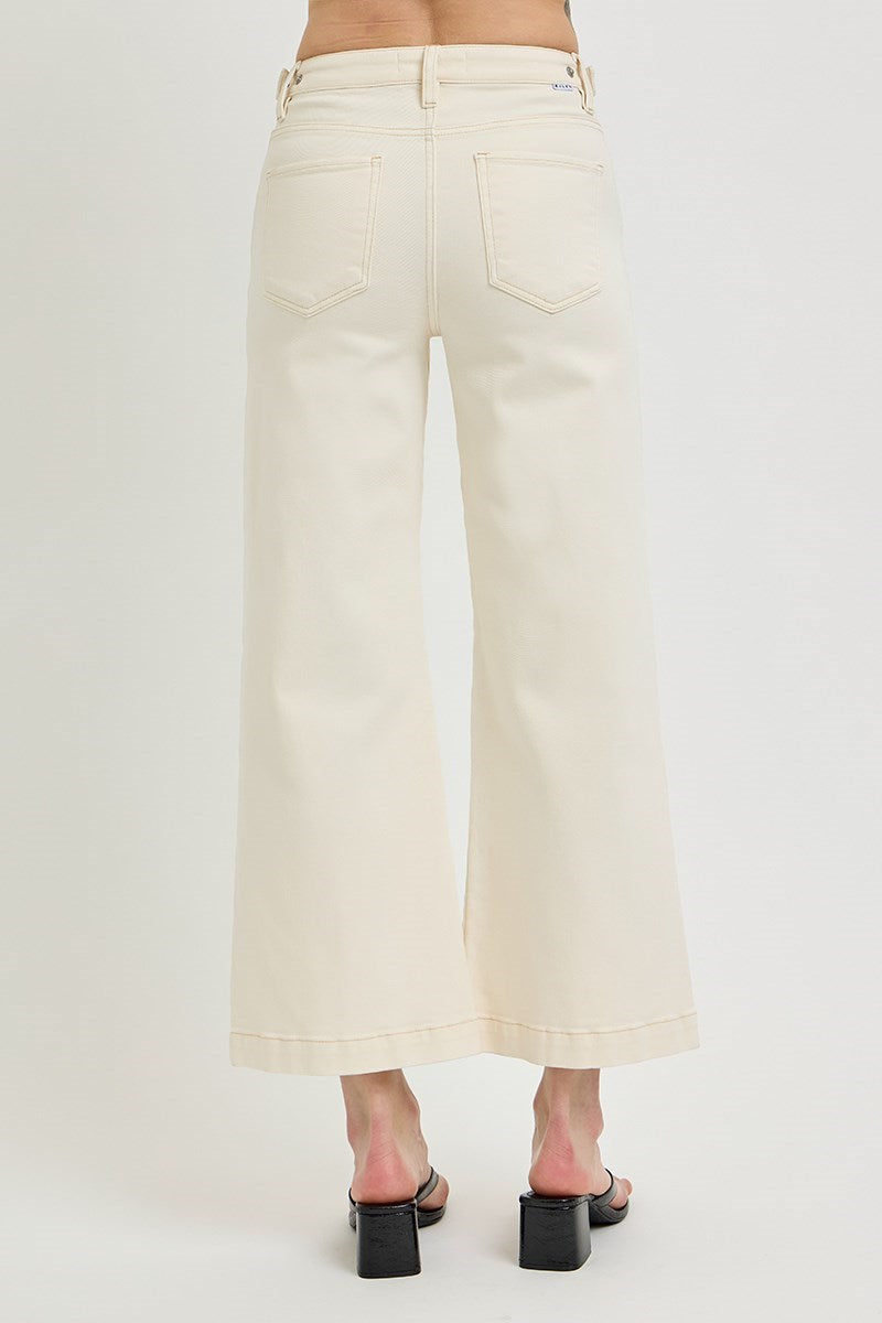 Risen Ivory Wide Leg Crop Jeans