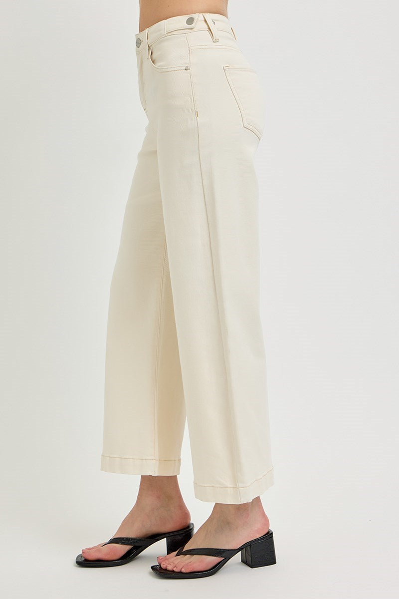 Risen Ivory Wide Leg Crop Jeans