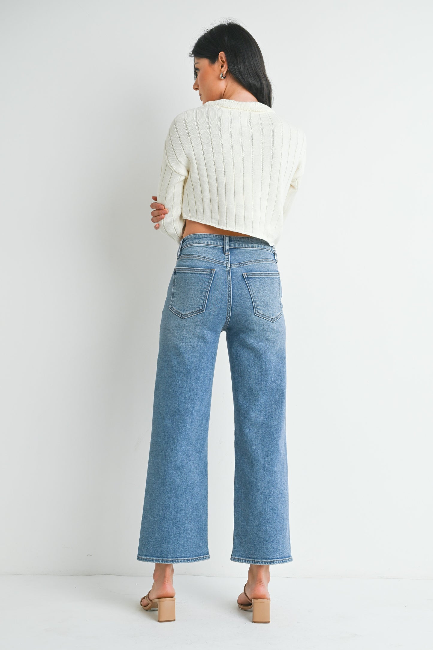Just USA Slim Wide Leg Jean Medium Wash