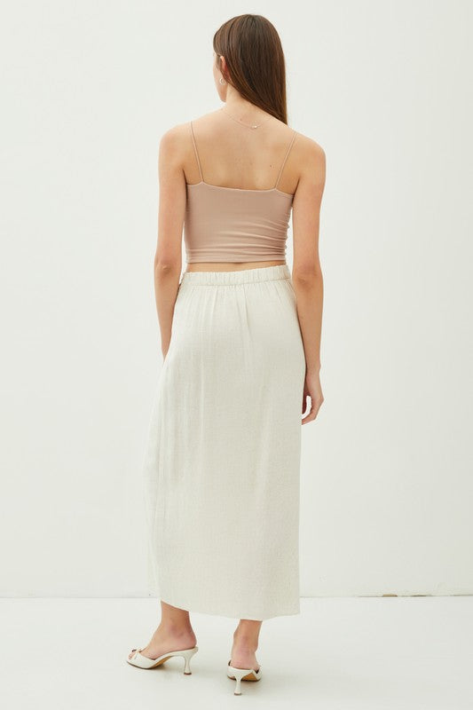 Lily Natural Midi Linen Wrap Skirt