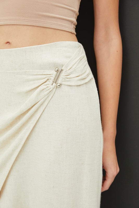 Lily Natural Midi Linen Wrap Skirt