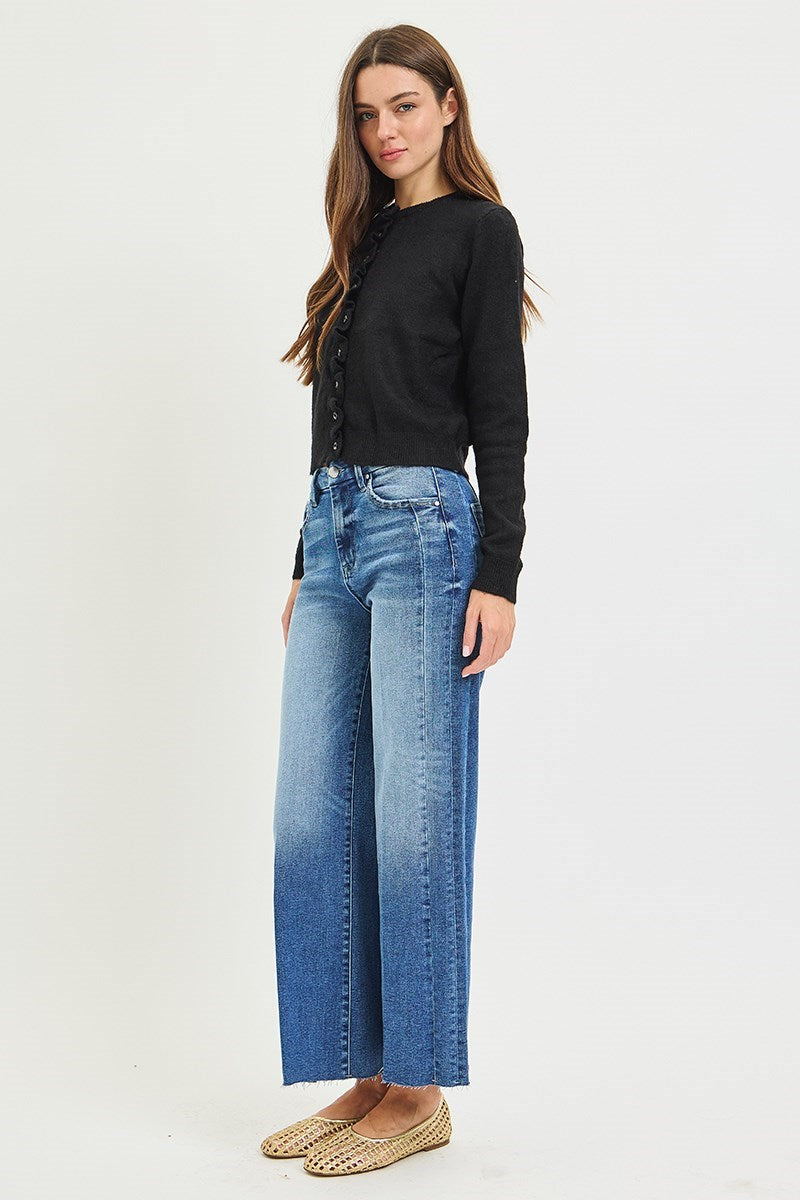 Risen High Rise Side Seam Cropped Jeans