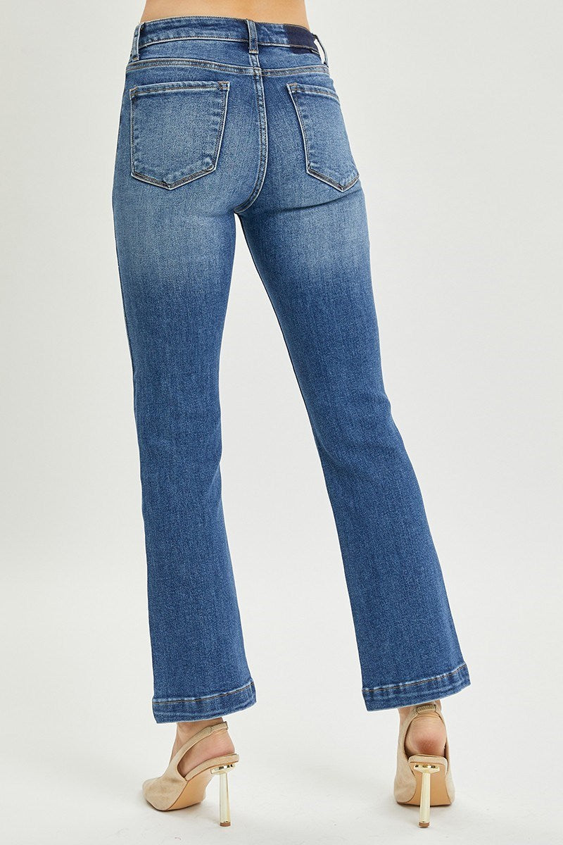Risen Patch Pocket Boot Cut Ankle Jeans