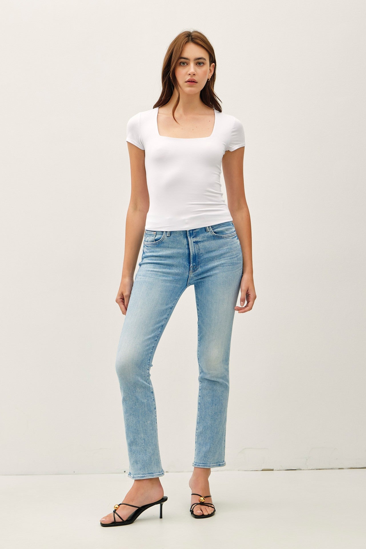Audrina White Square Neck Top