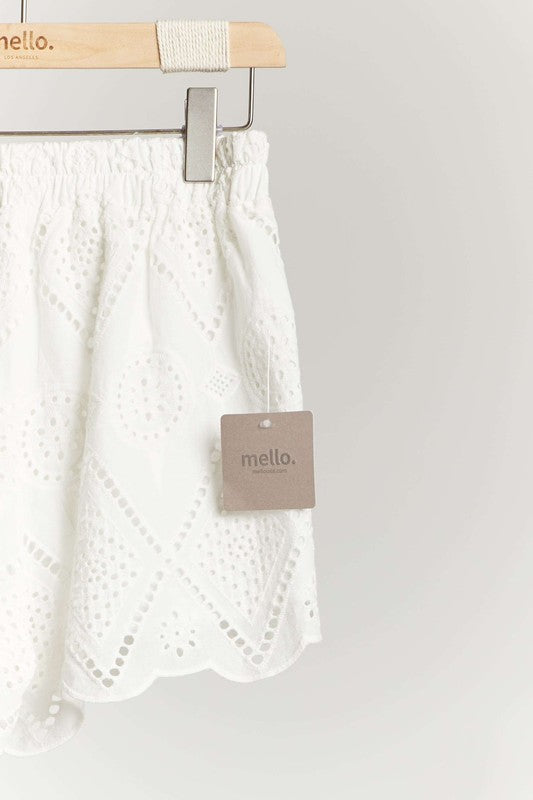 Juniper White Eyelet Lace Cotton Shorts