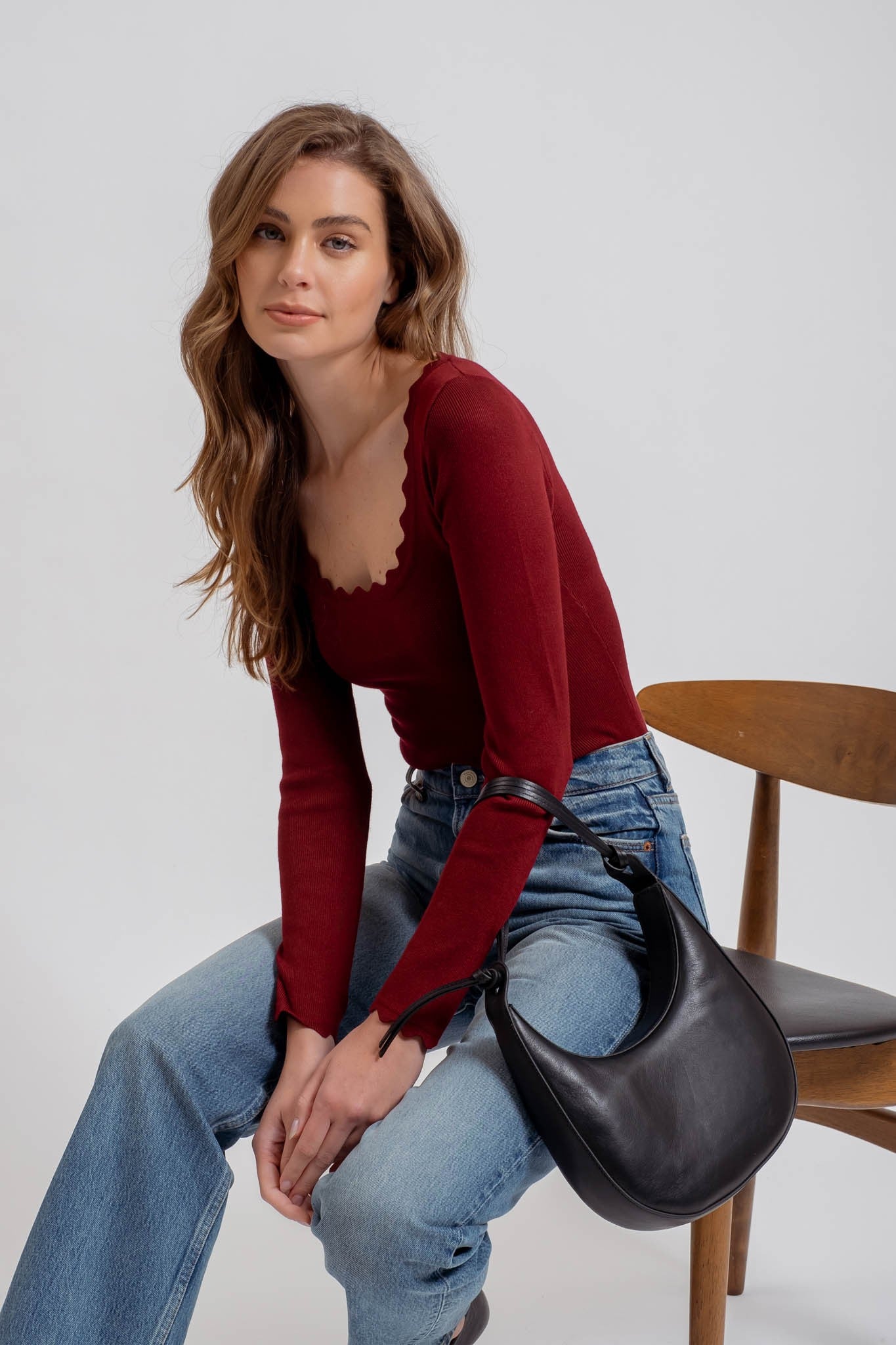 Abbey Scallop Trim Knit Top