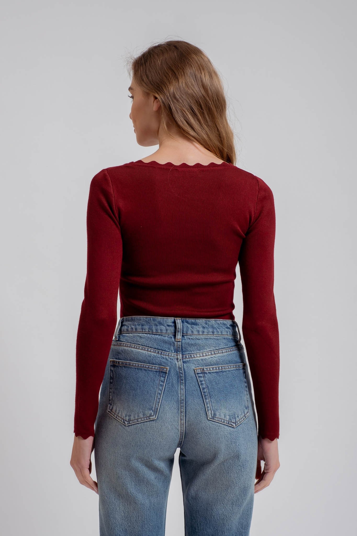 Abbey Scallop Trim Knit Top