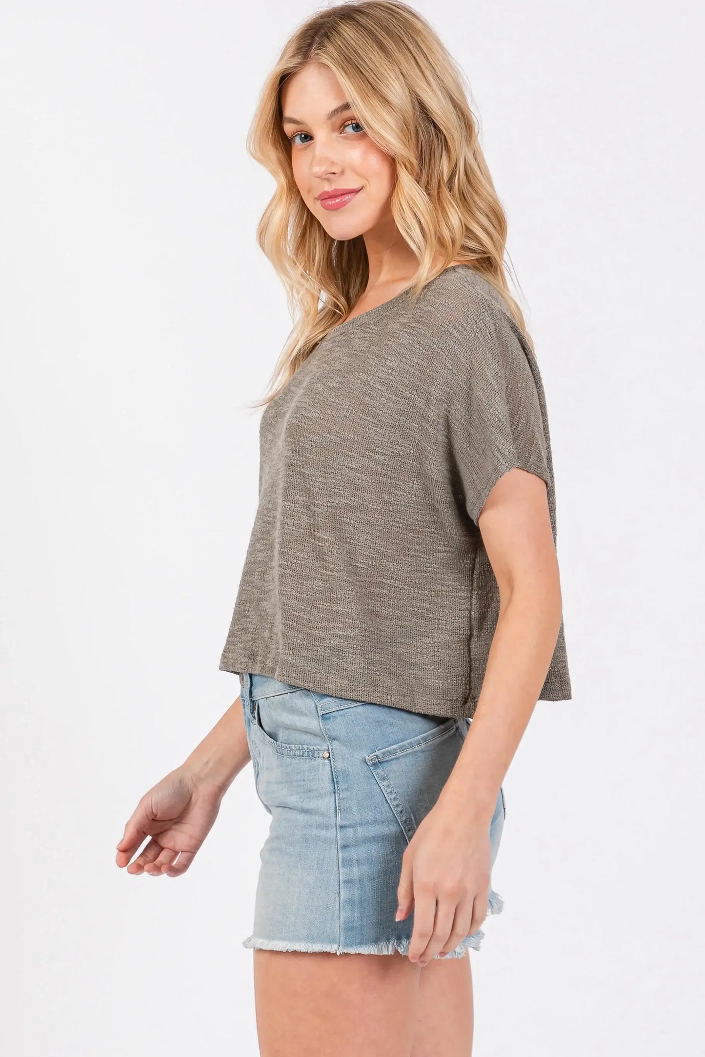 Coralie Cropped Knit Tee Shirt