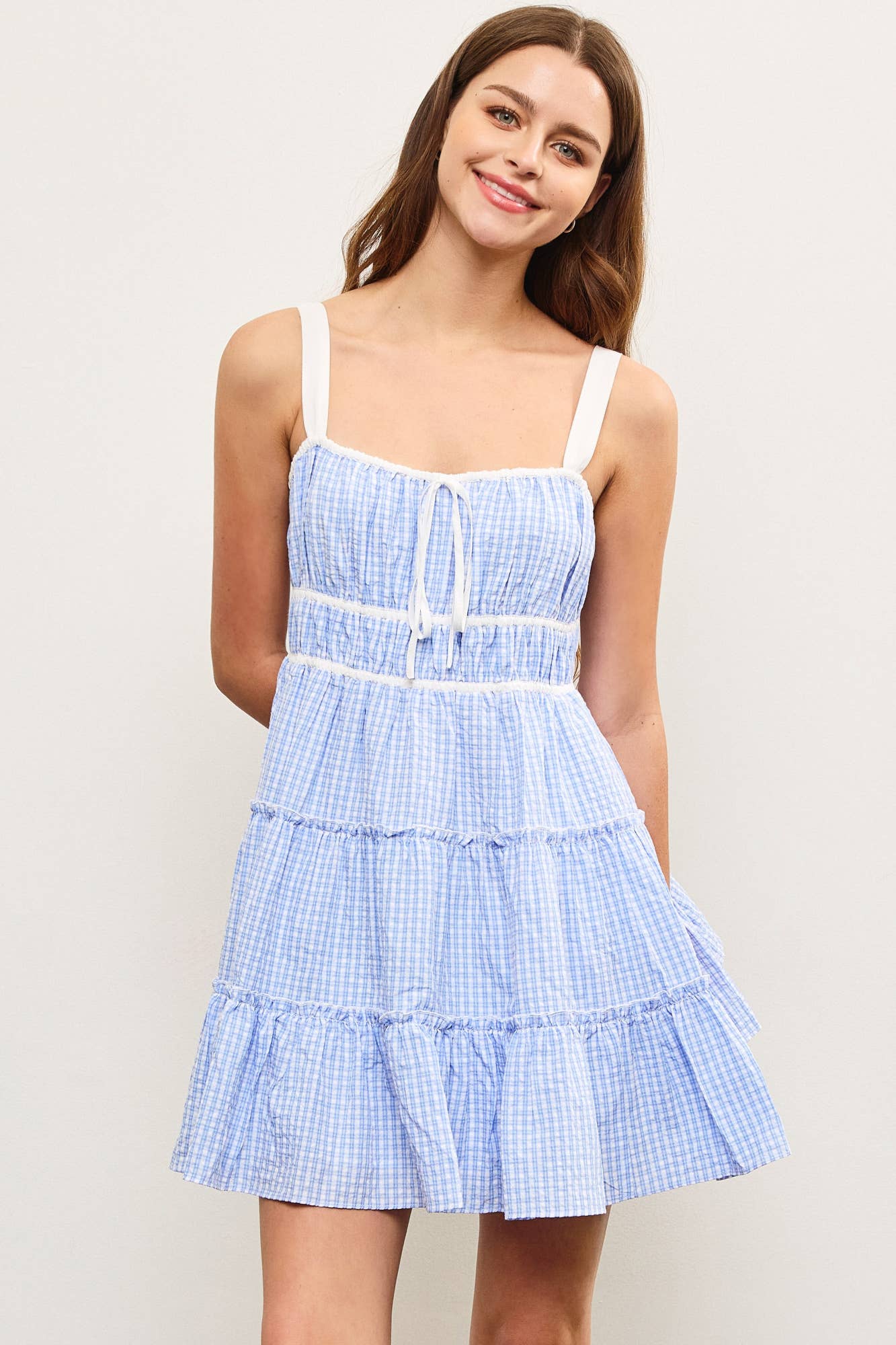 Quinn Tiered Plaid Mini Dress