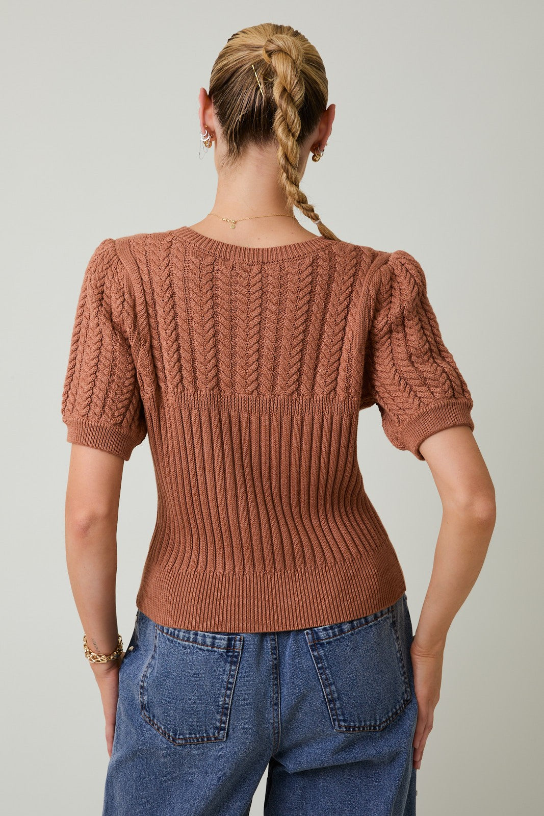 Marla Short Sleeve Cable Knit Sweater