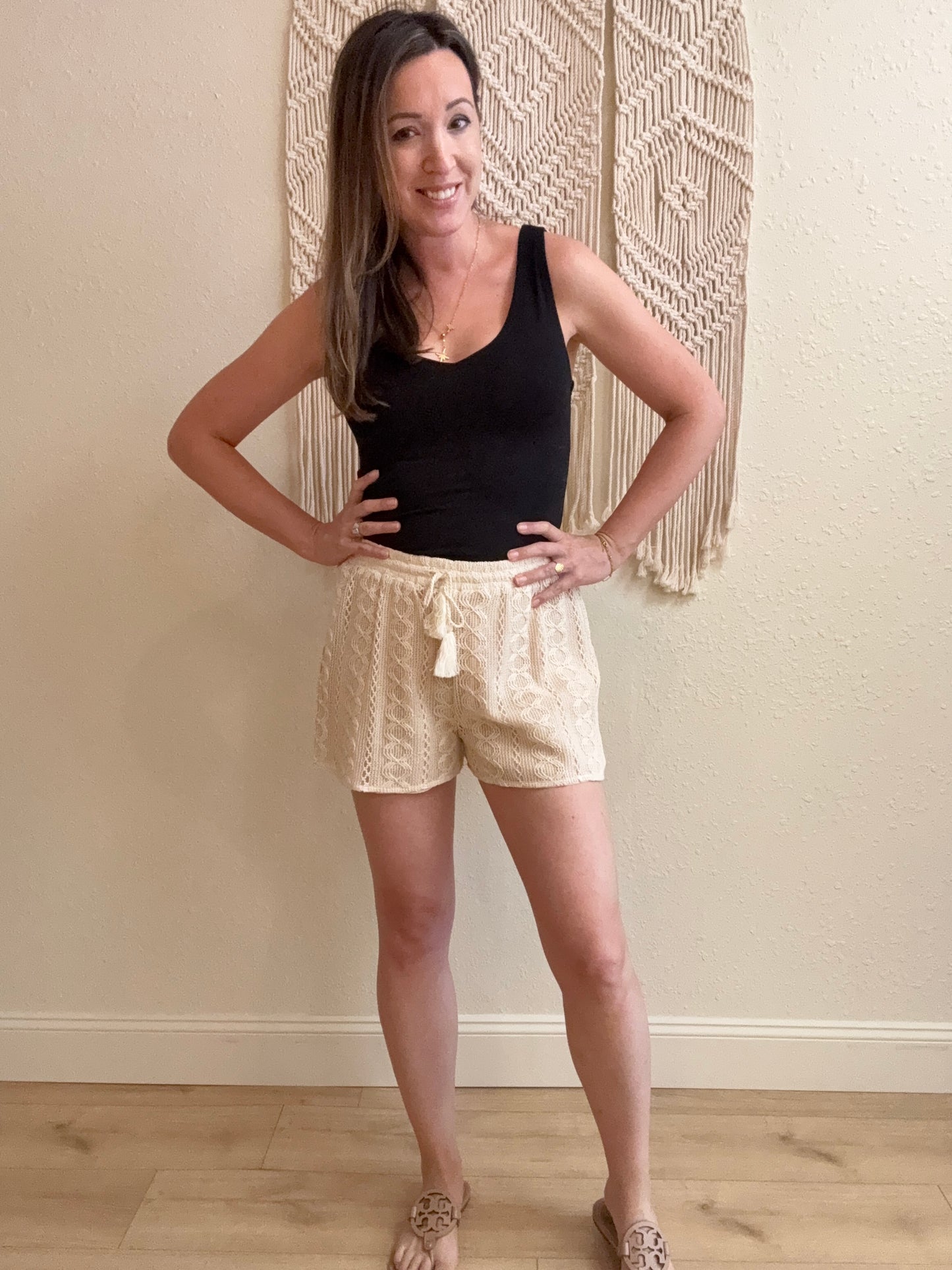 Phoenix Crochet Tie Front Shorts