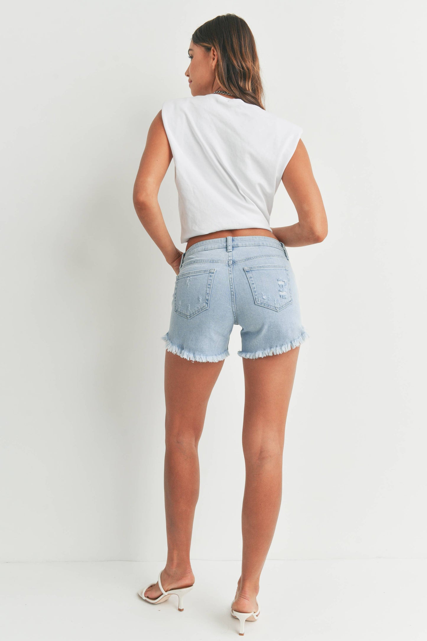 JBD Curved Fray Hem Short