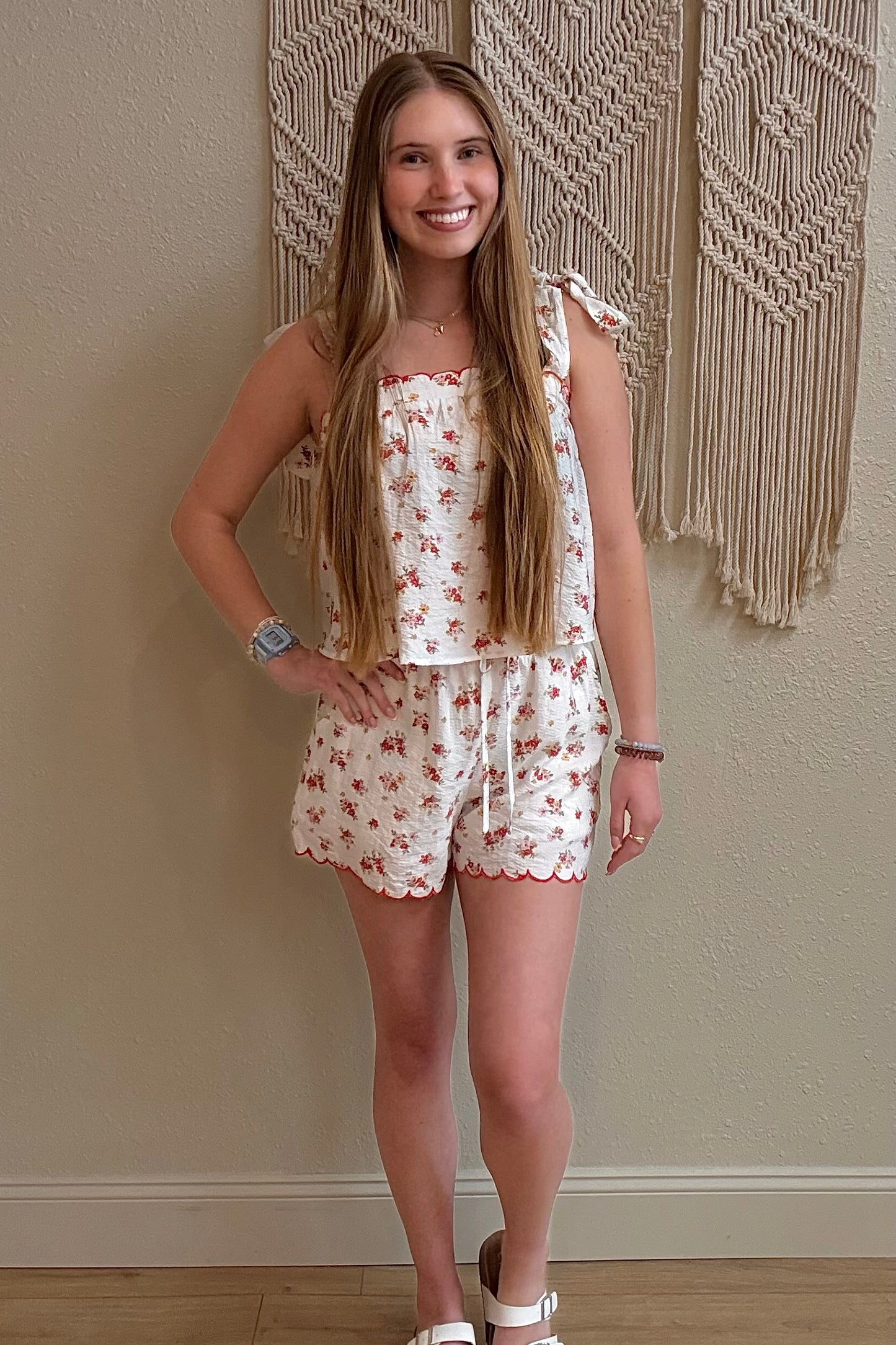 Fiona Floral Scallop Trim Shorts