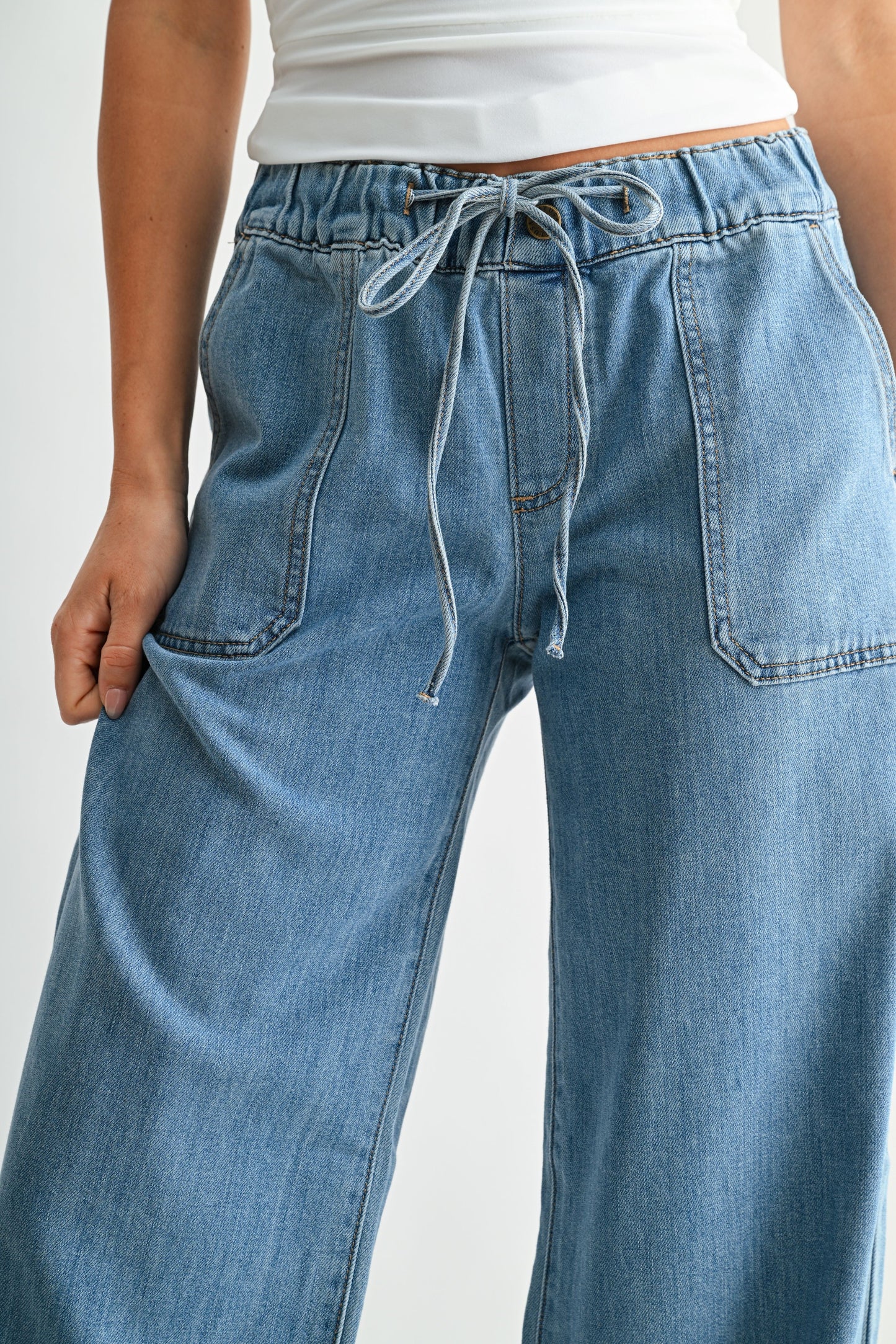 Just USA Wide Leg Tie Front Jeans