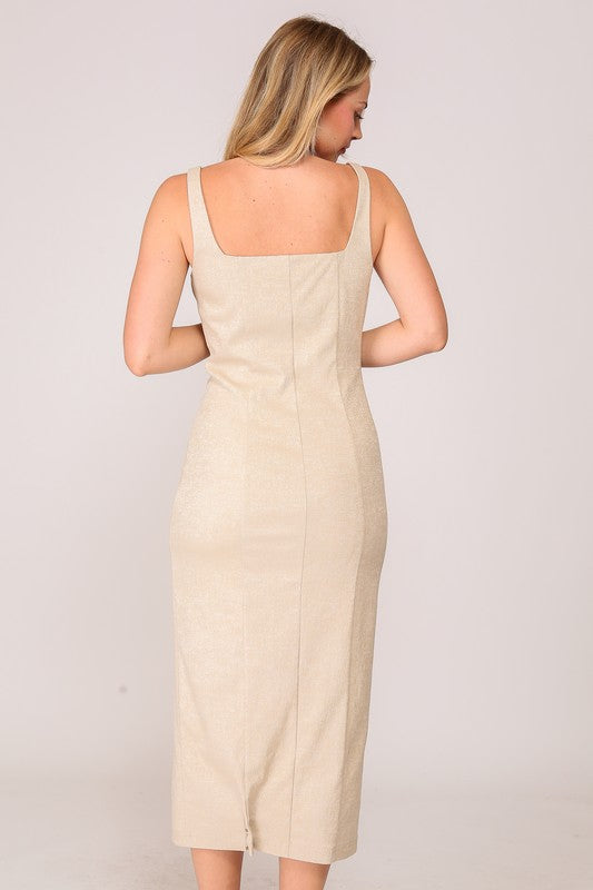 Isla Button Front Midi Dress