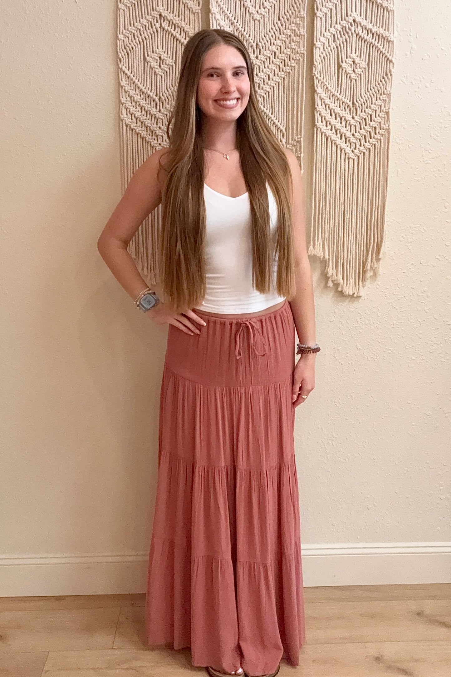 Parker Mauve Tiered Maxi Skirt