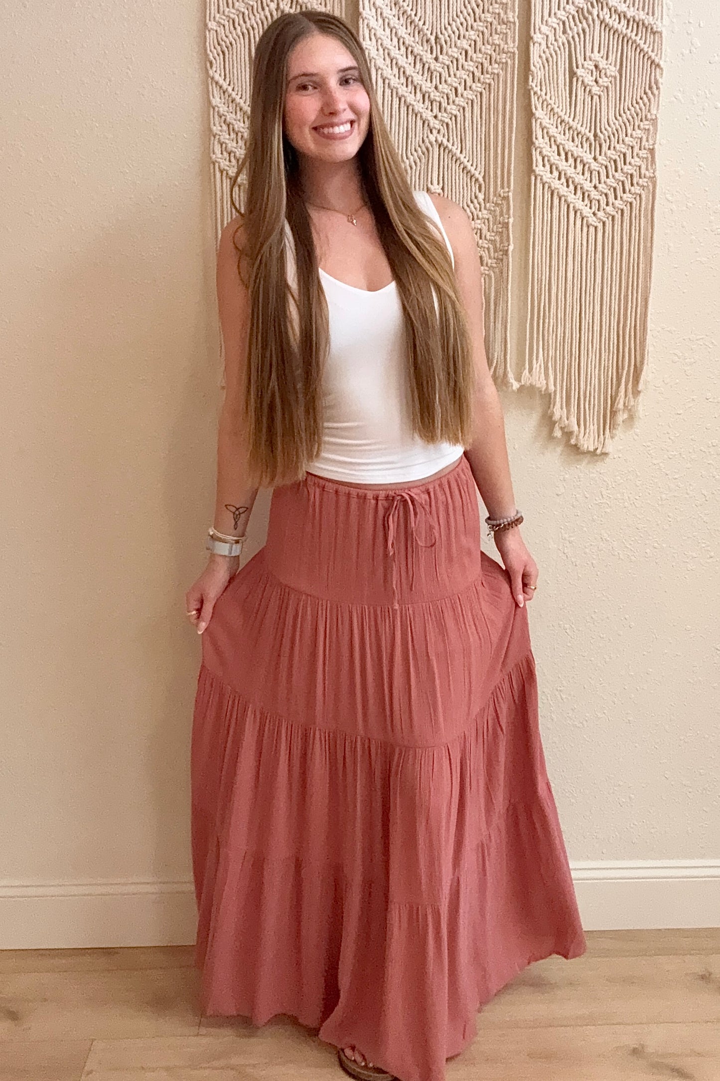 Parker Mauve Tiered Maxi Skirt