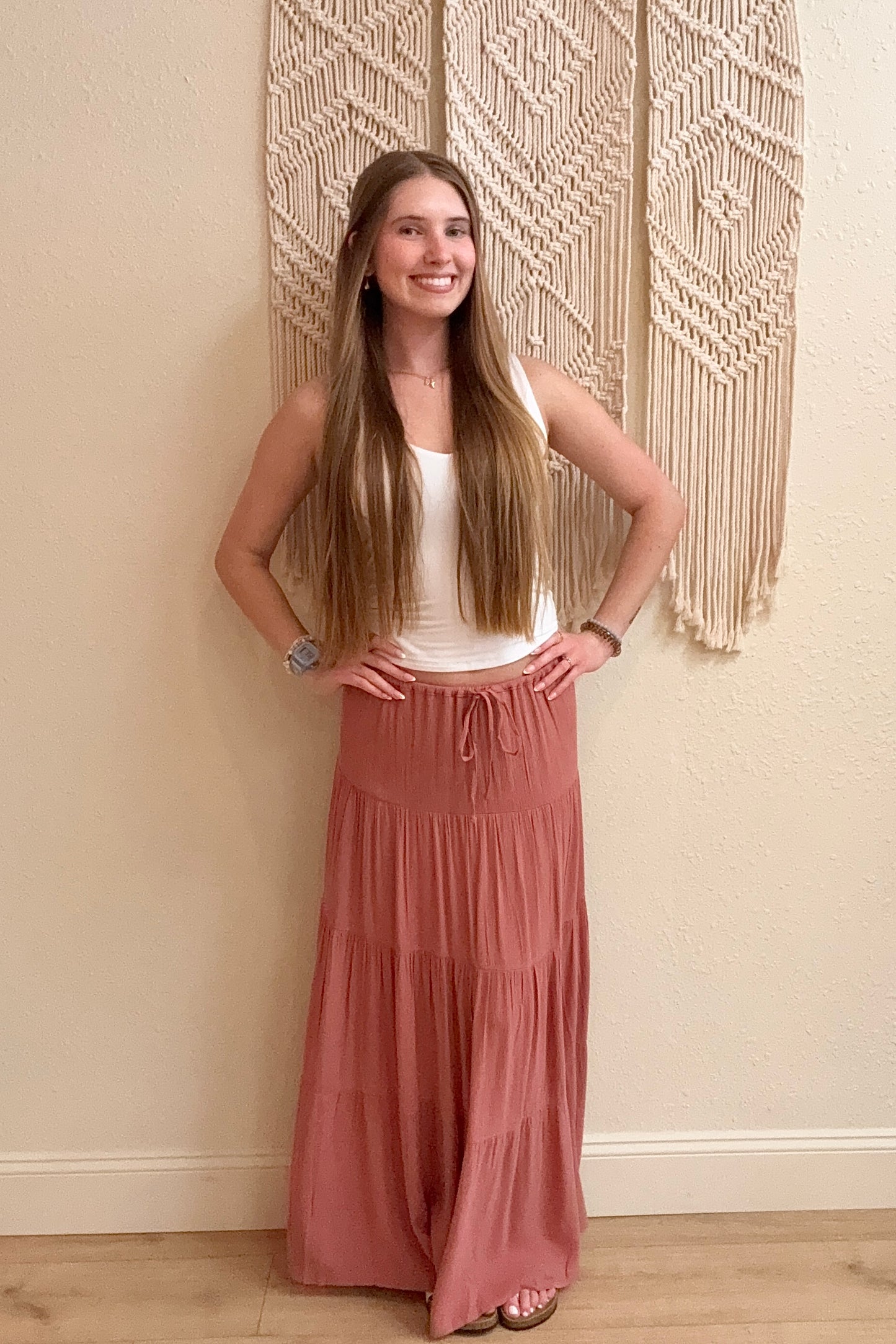 Parker Mauve Tiered Maxi Skirt