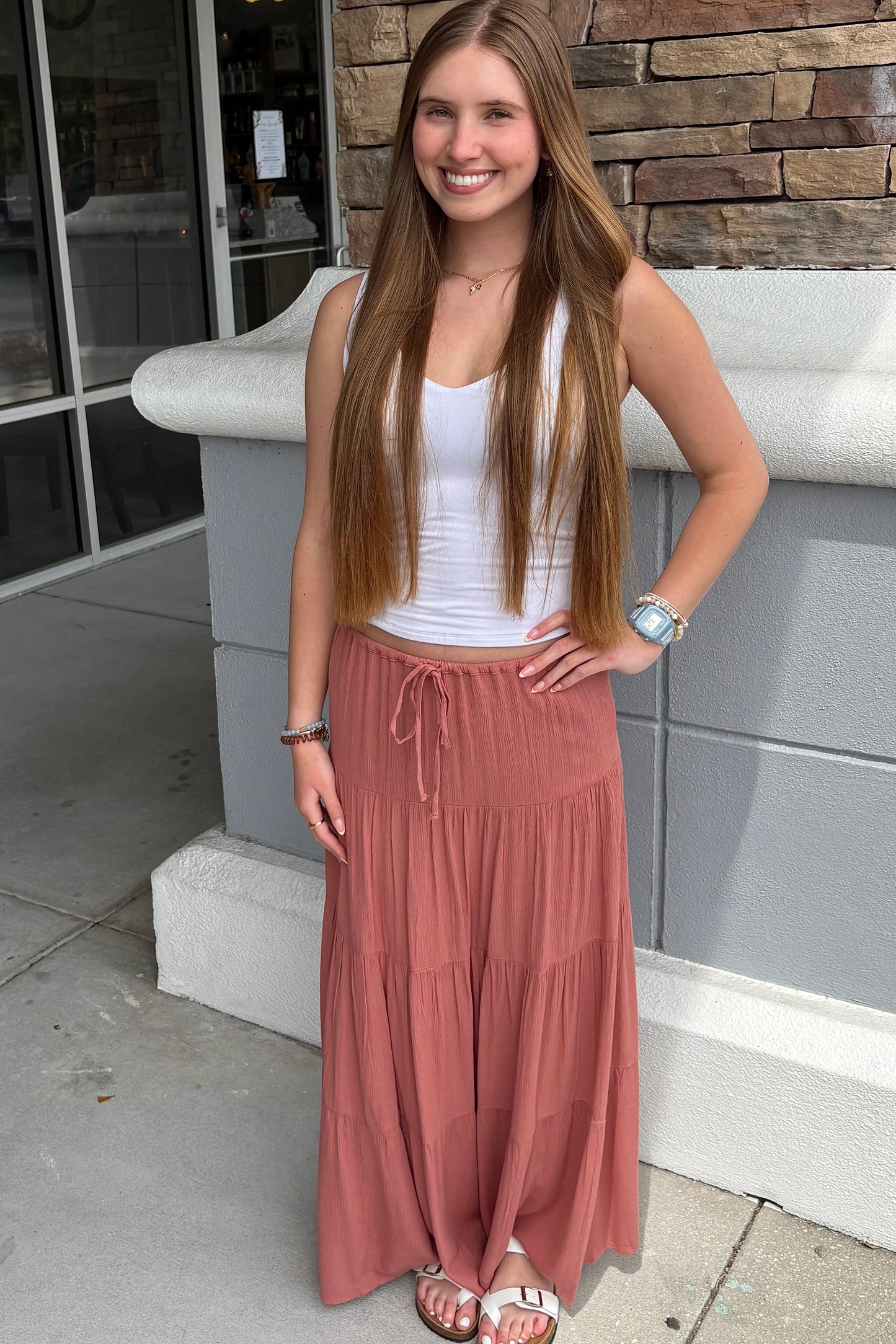 Parker Mauve Tiered Maxi Skirt