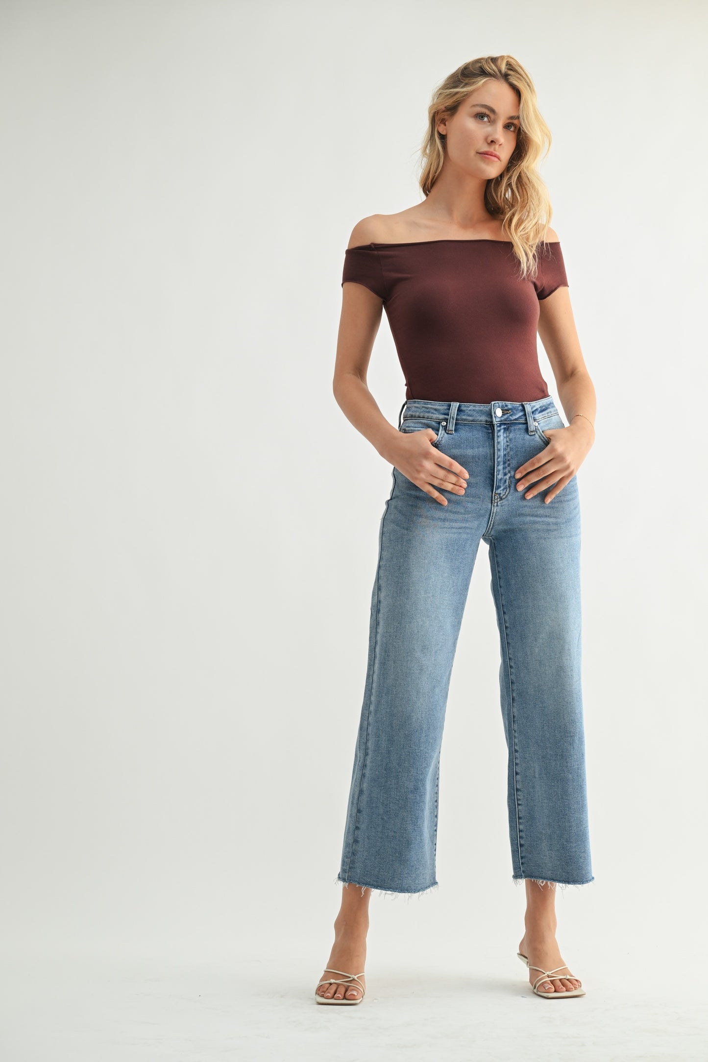 JBD Medium Wash Slim Wide Leg Denim