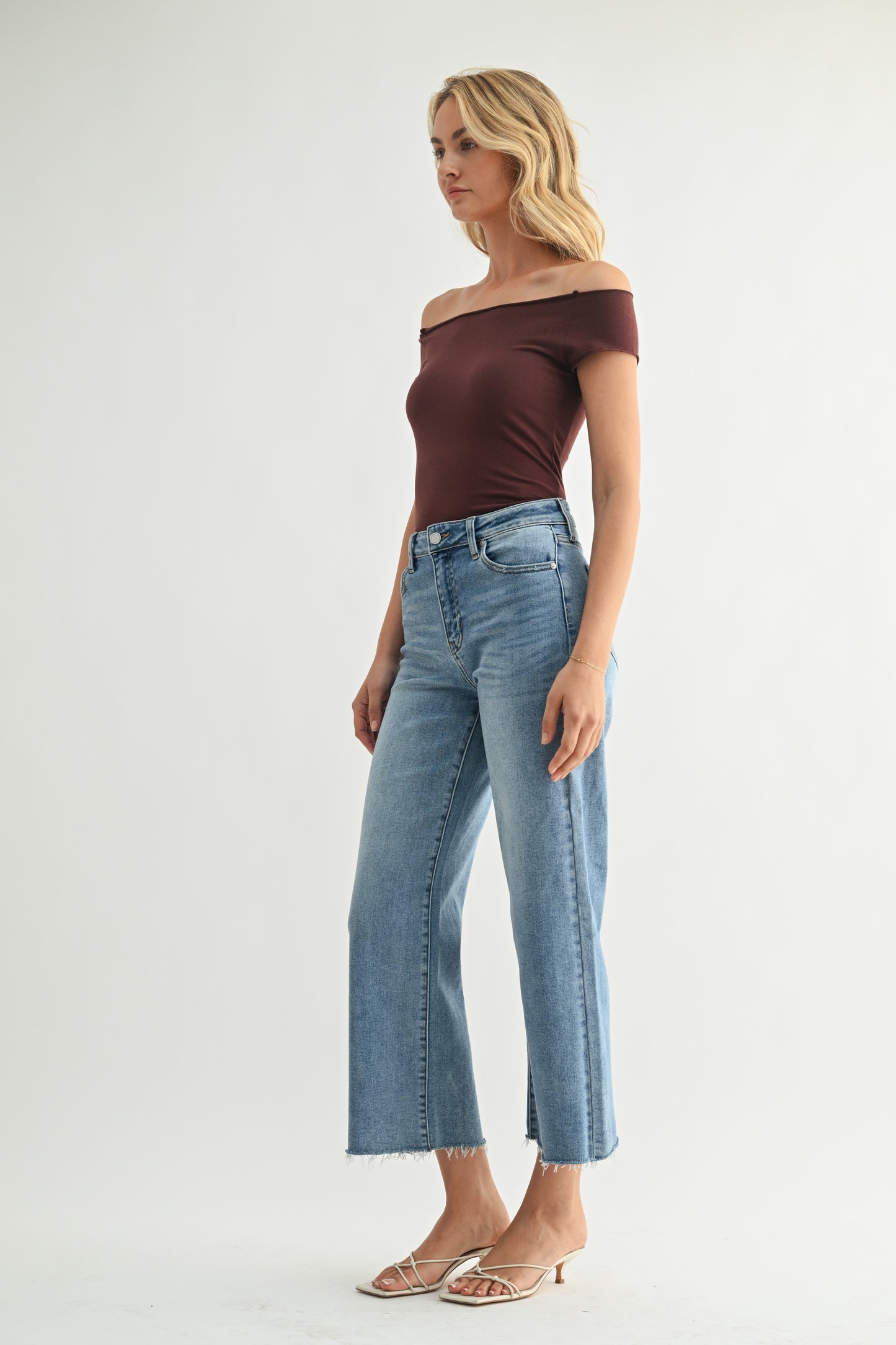 JBD Medium Wash Slim Wide Leg Denim