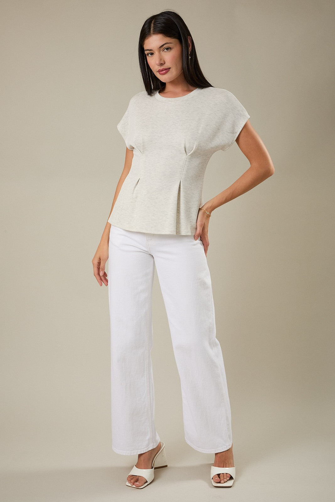 Rowan Heather Gray Pleated Top