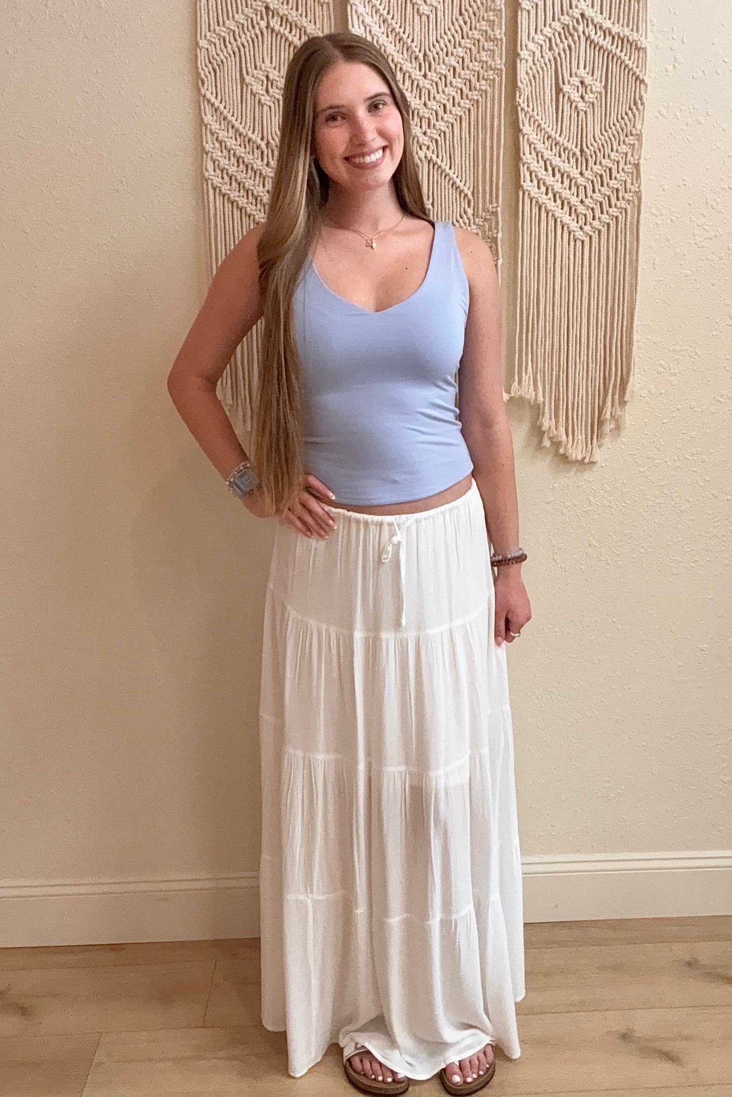 Parker White Tiered Maxi Skirt