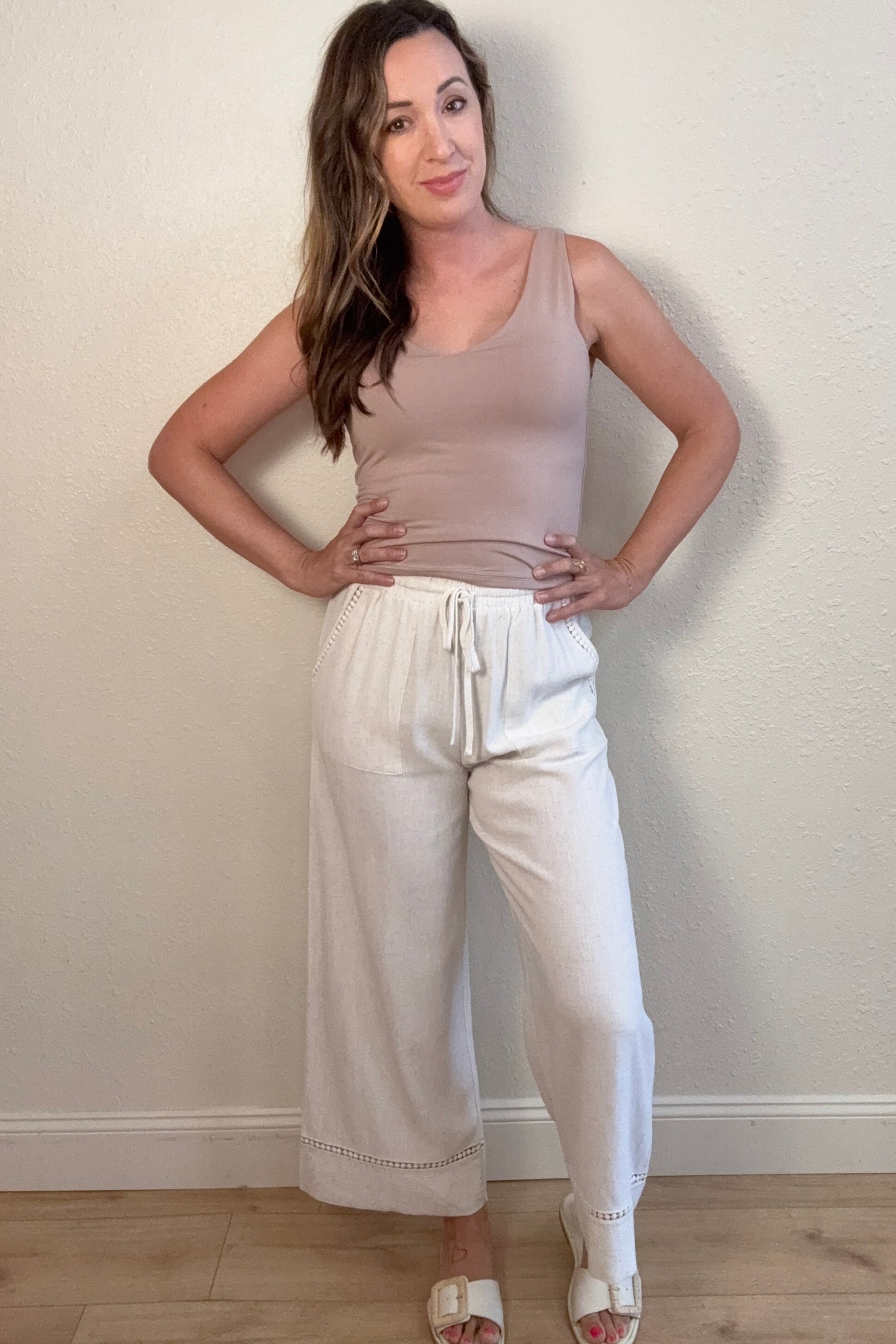 Avery Linen Blend Crochet Detail Pants