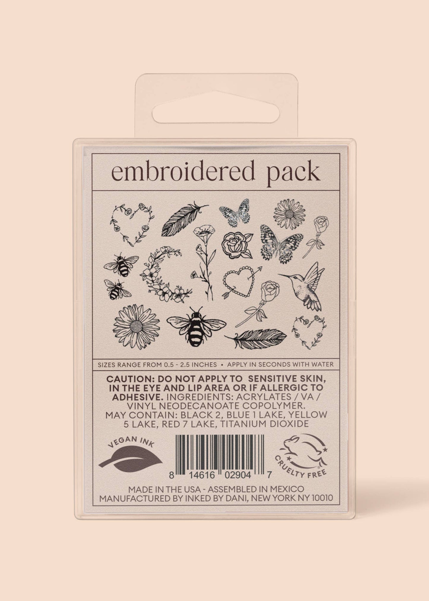 Embroidered Temporary Tattoo Pack