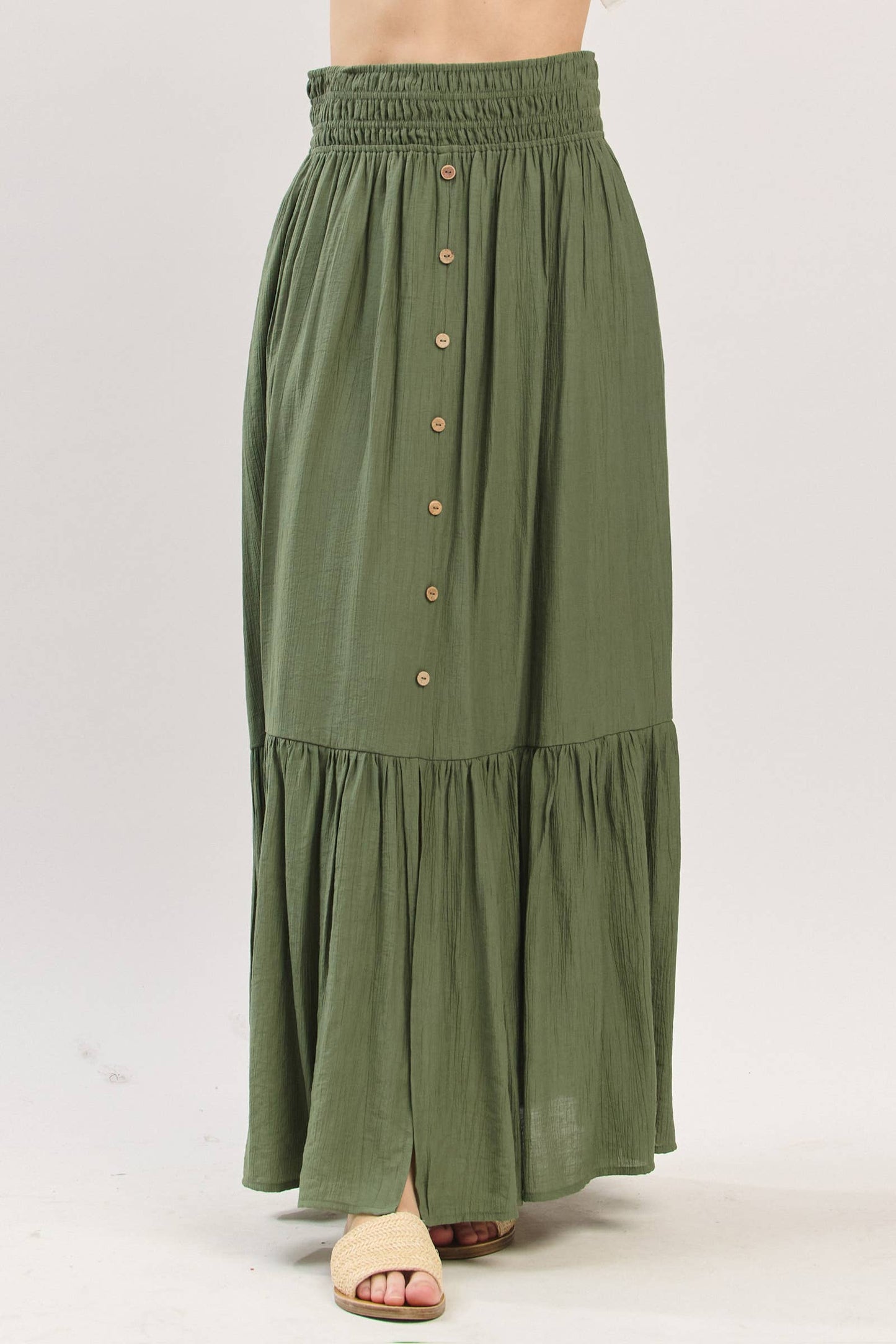 Brianna Tiered Center Slit Maxi Skirt