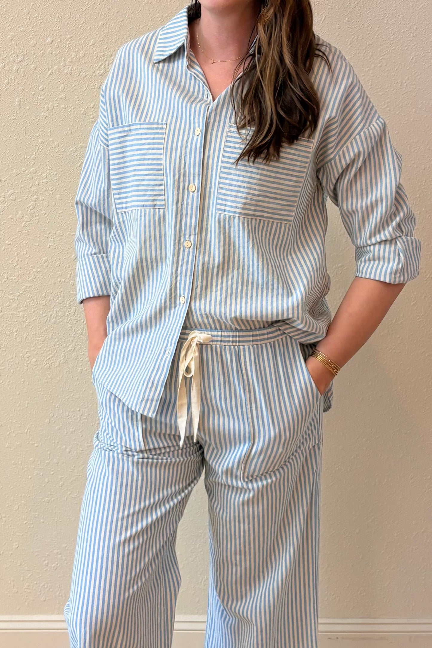 Cora Light Blue Stripe Woven Shirt